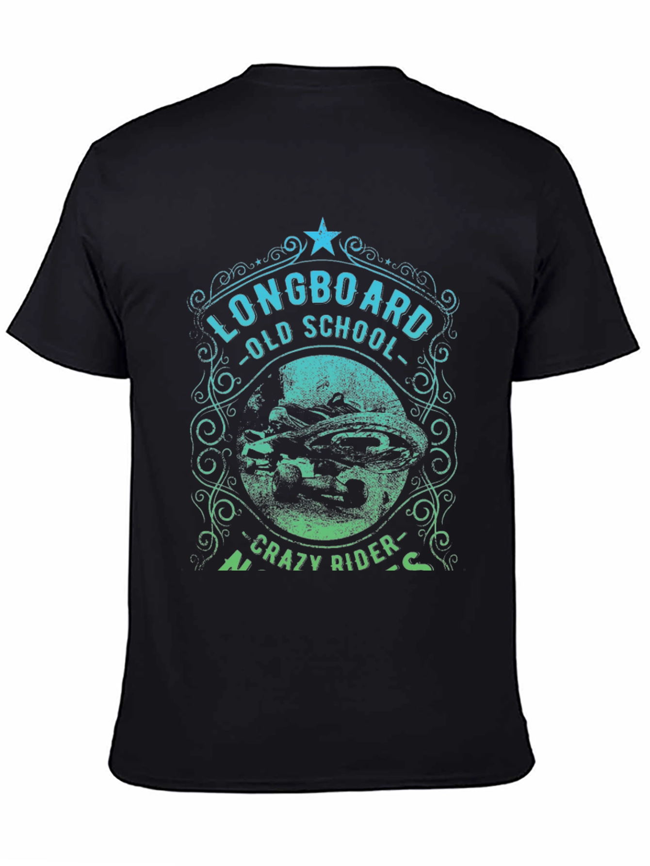 Longboard Old School Crazy Rider Graphic T-Shirt