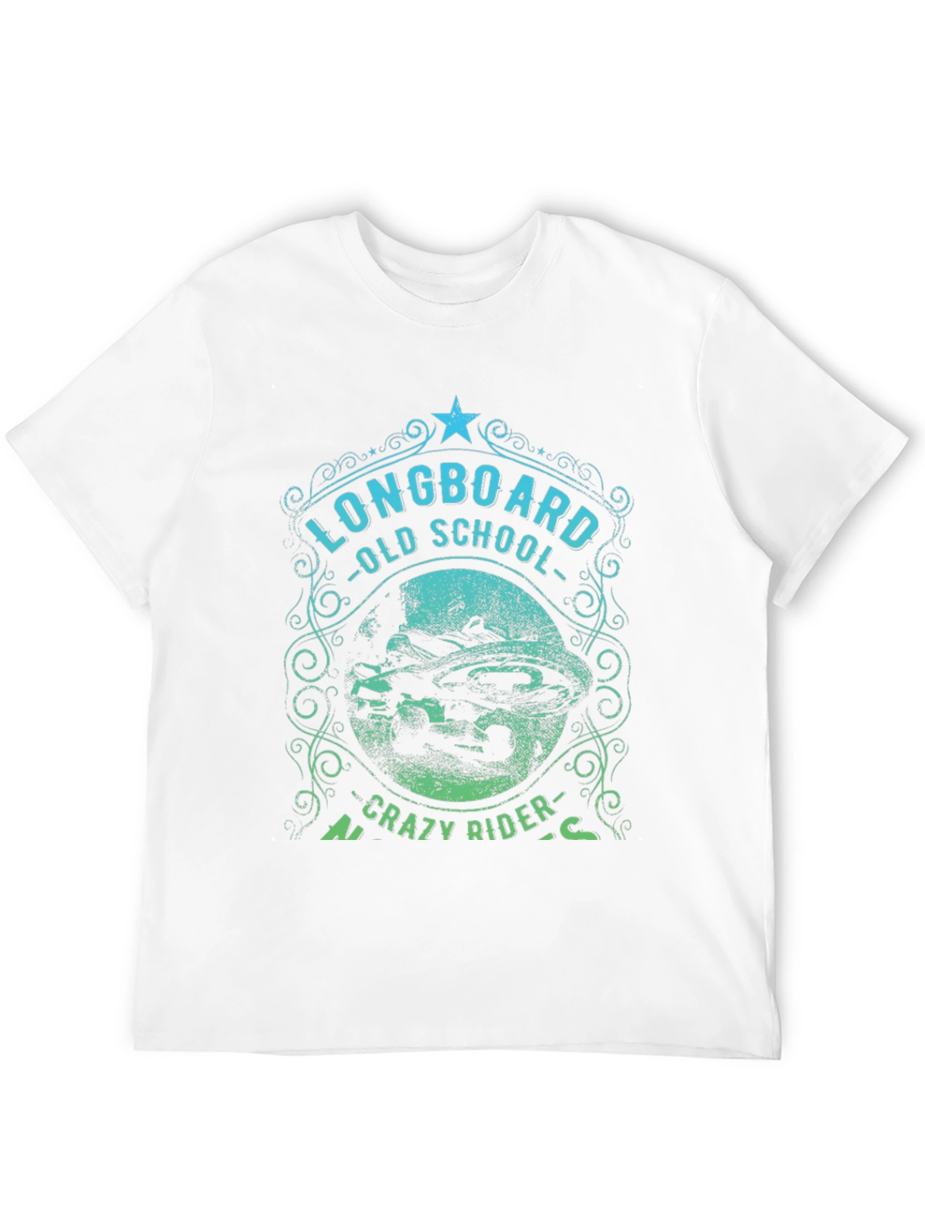 Longboard Old School Crazy Rider Graphic T-Shirt