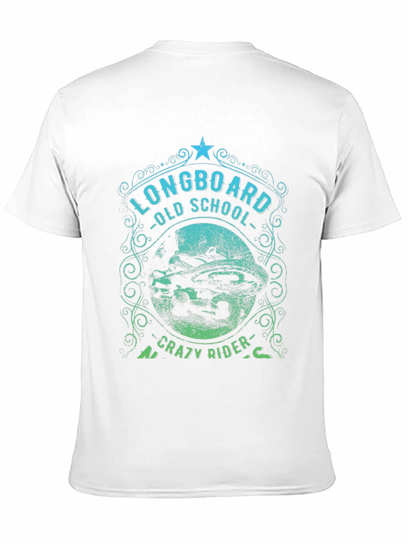 Longboard Old School Crazy Rider Graphic T-Shirt