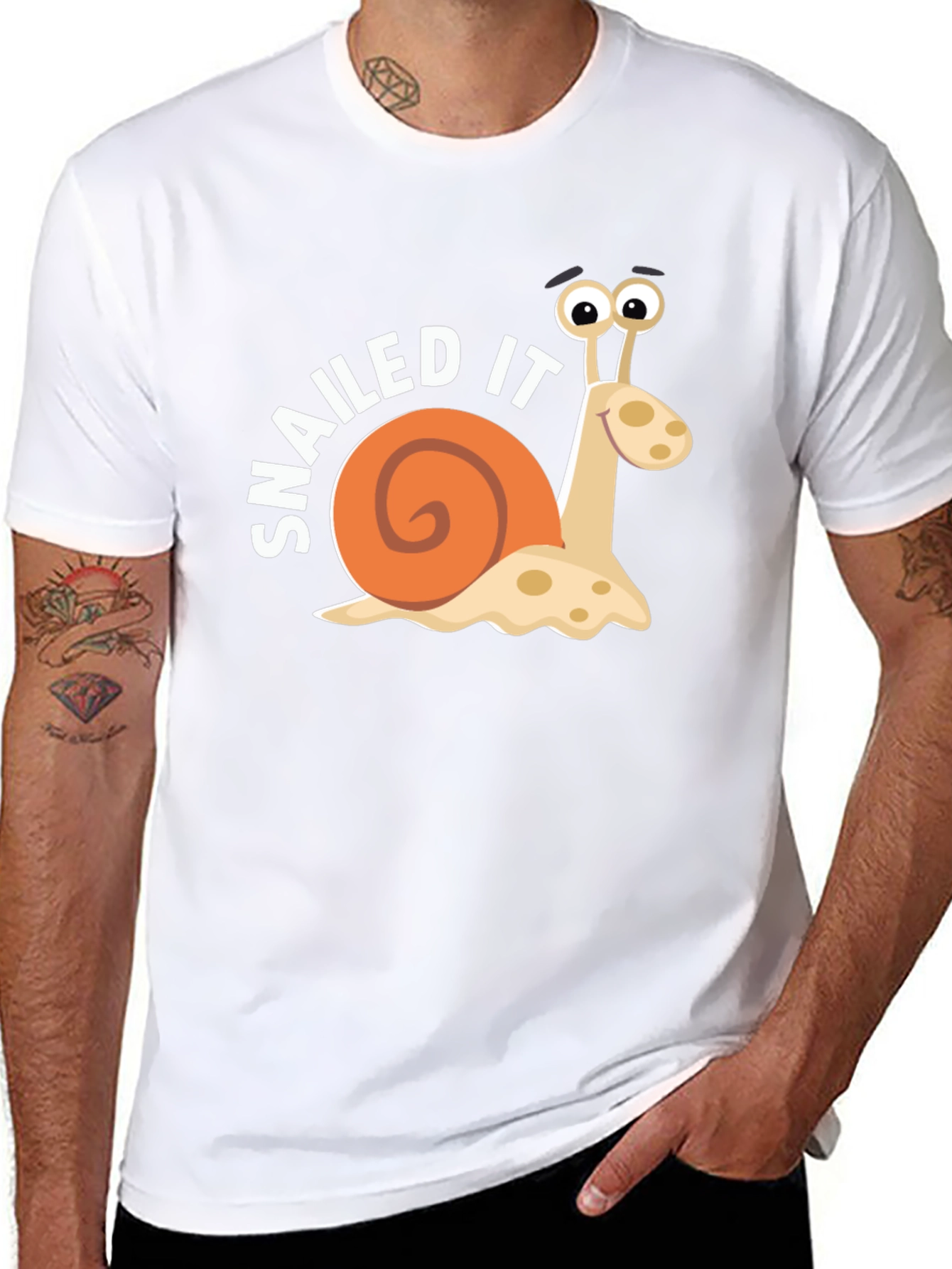 Snailed It Snail Cartoon Black T-Shirt