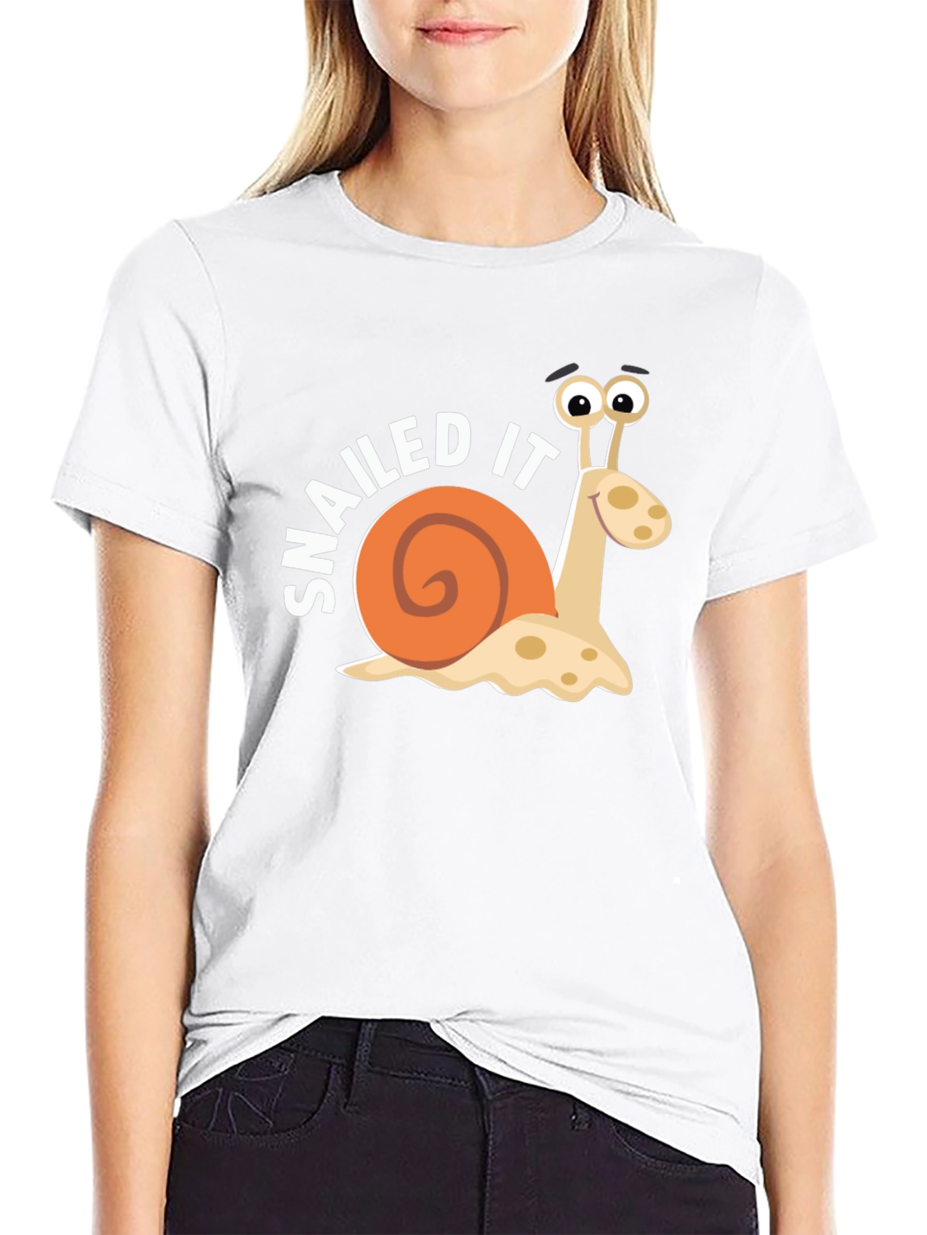 Snailed It Snail Cartoon Black T-Shirt
