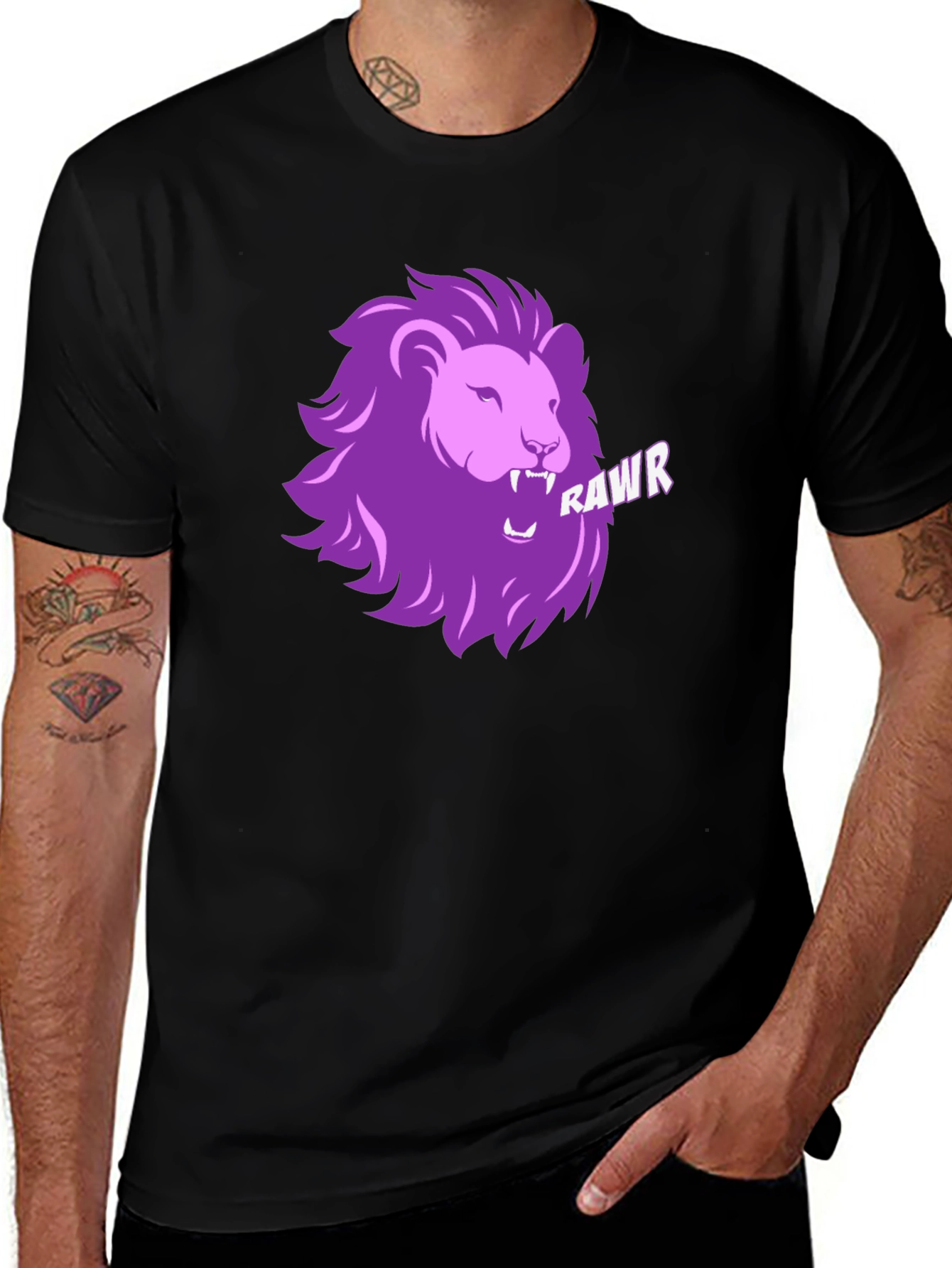 Rawr Lion Graphic T-Shirt - Black