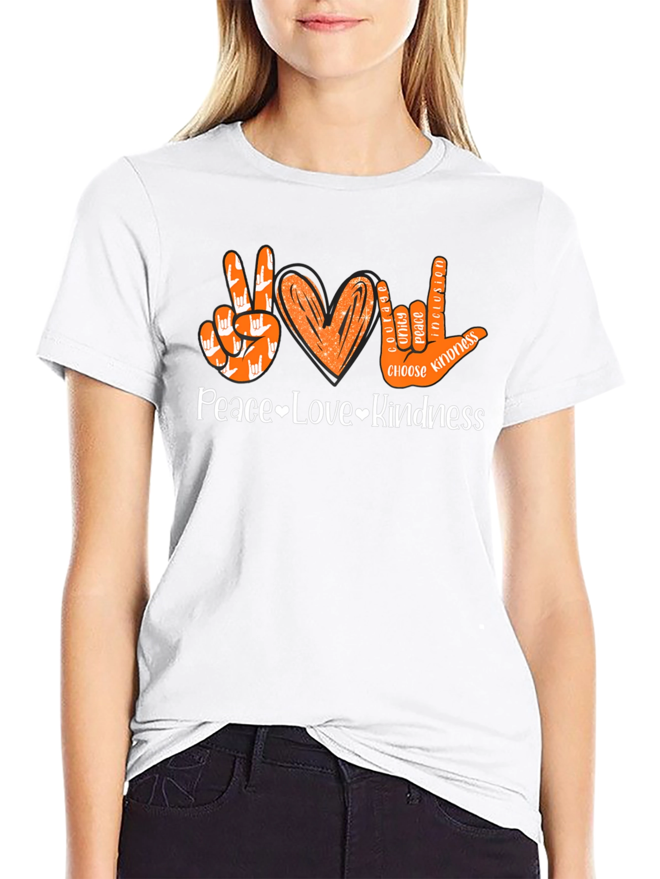 Peace Love Kindness ASL Graphic T-Shirt