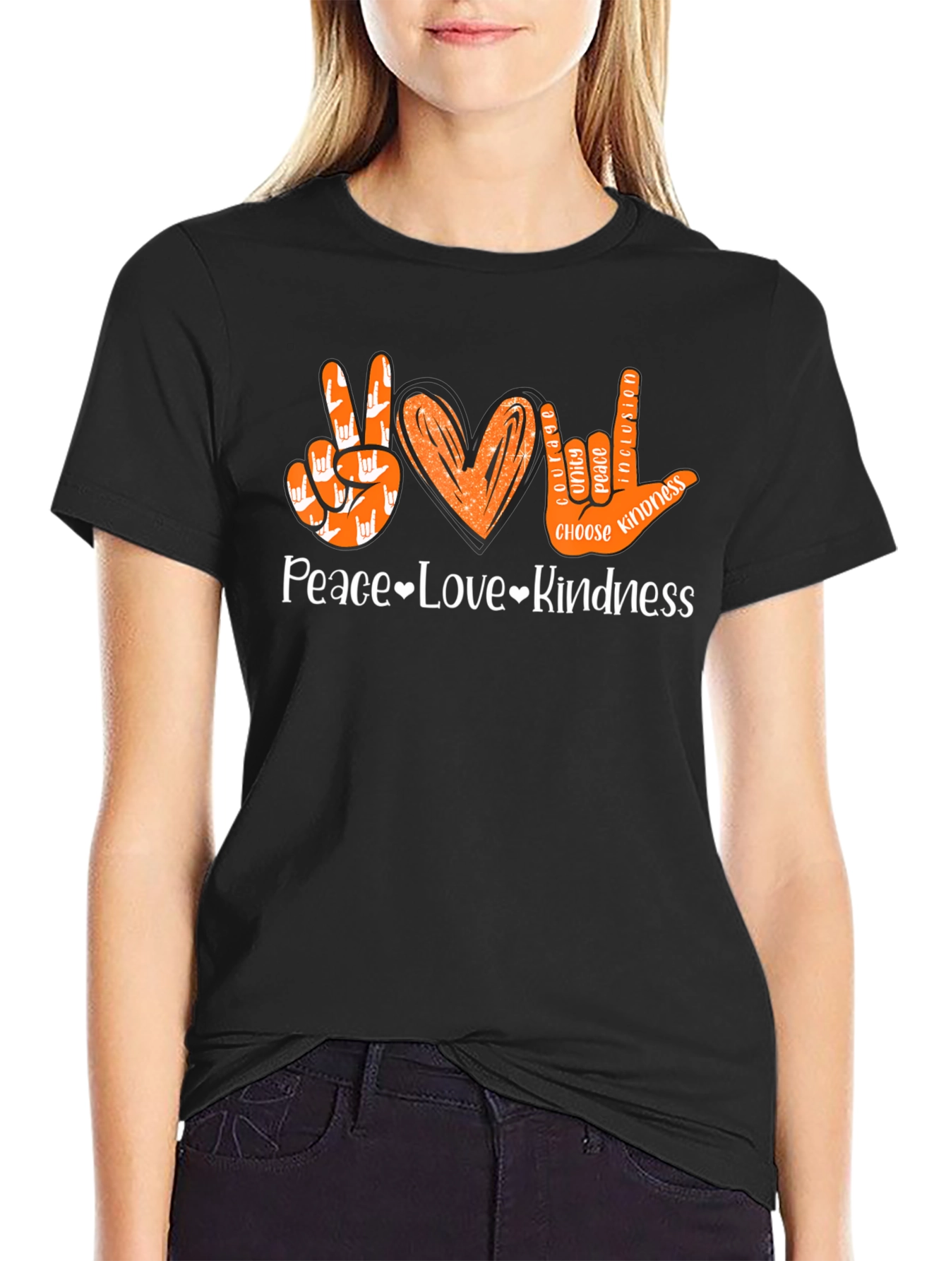 Peace Love Kindness ASL Graphic T-Shirt