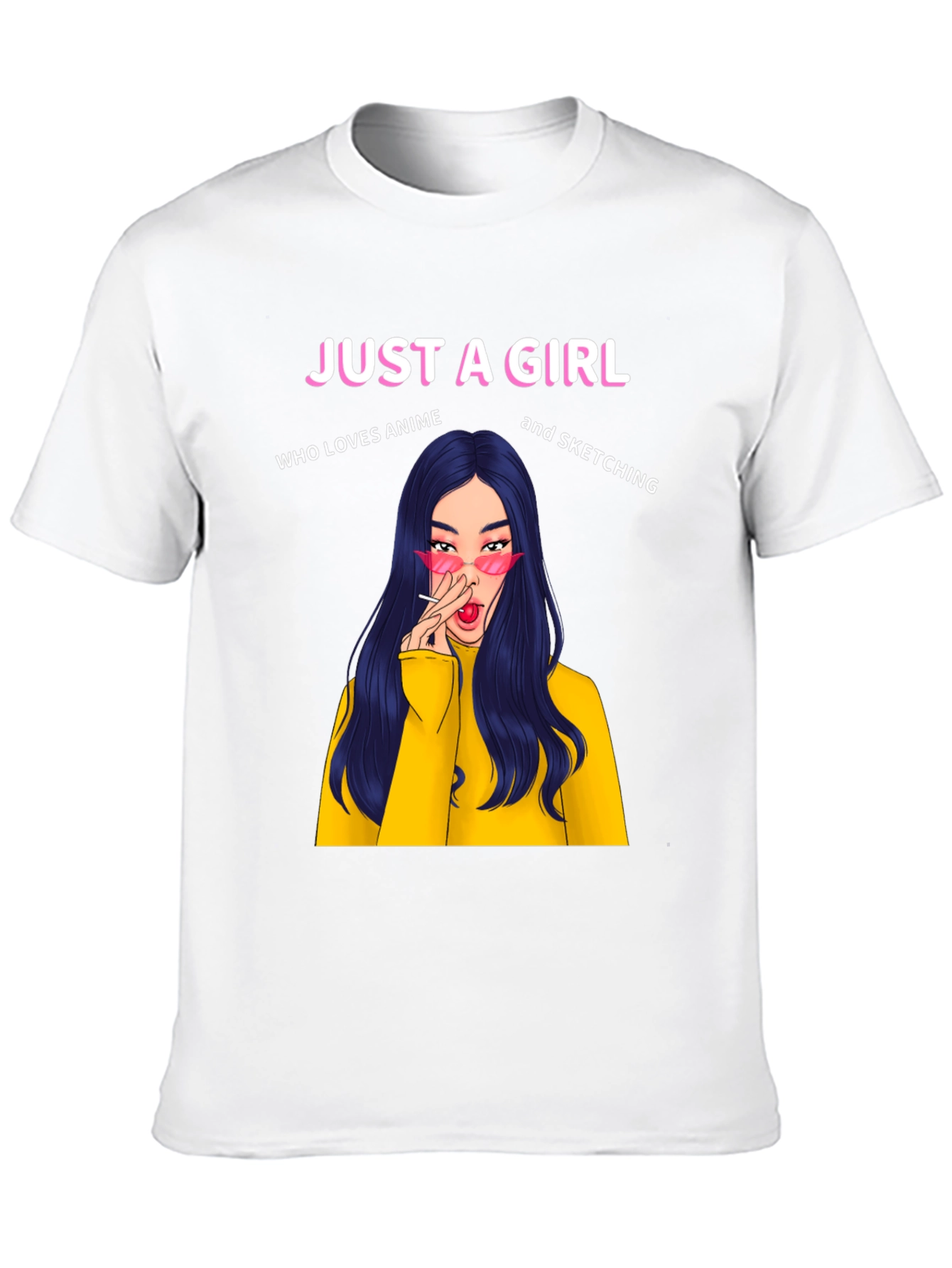 Just A Girl Anime Sketching Black T-Shirt