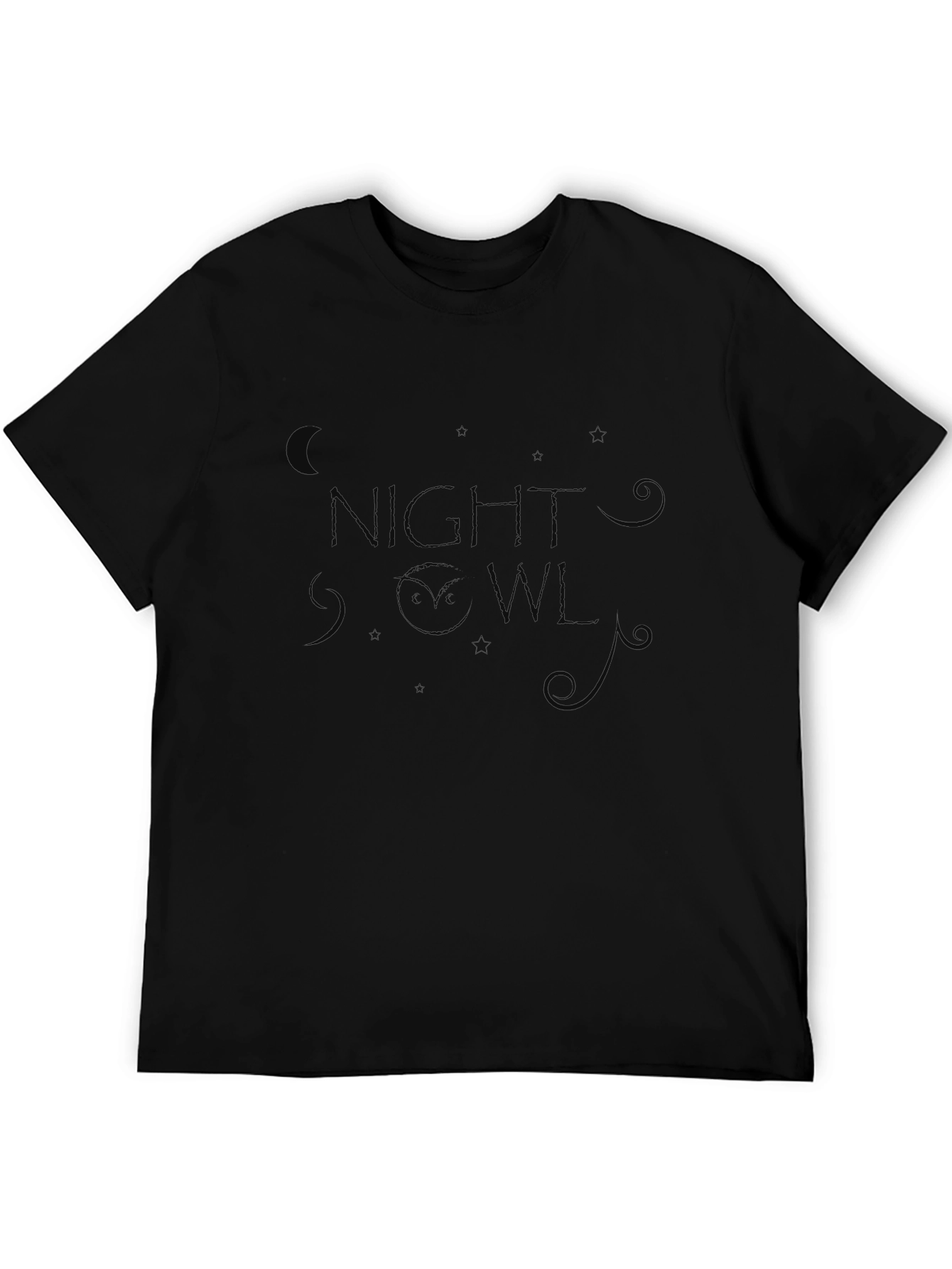 Night Owl Graphic Tee - Stylish Black Cotton T-Shirt