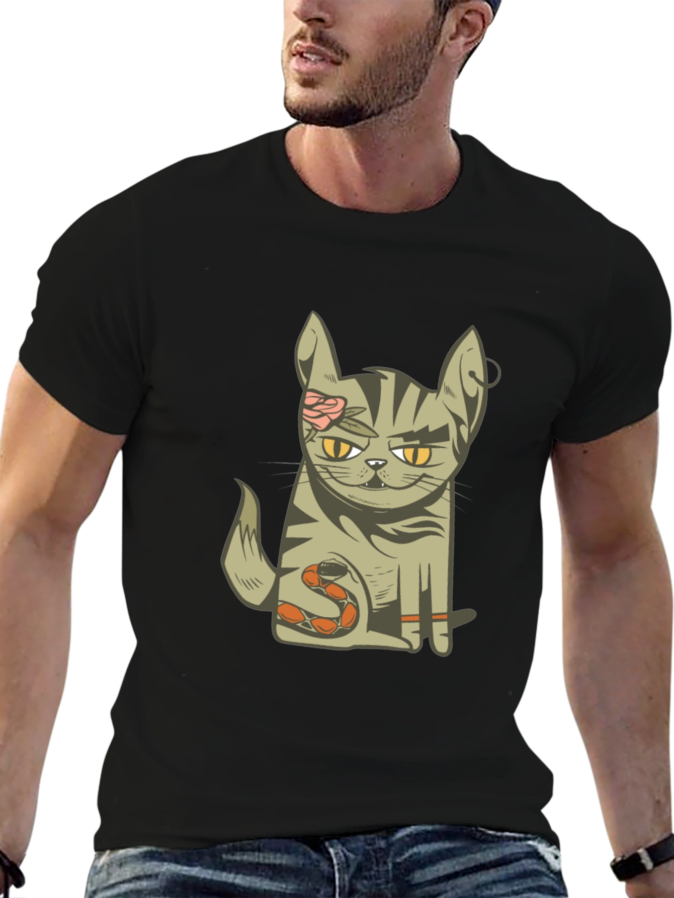 Zombie Cat Graphic T-Shirt - Unique Halloween Style