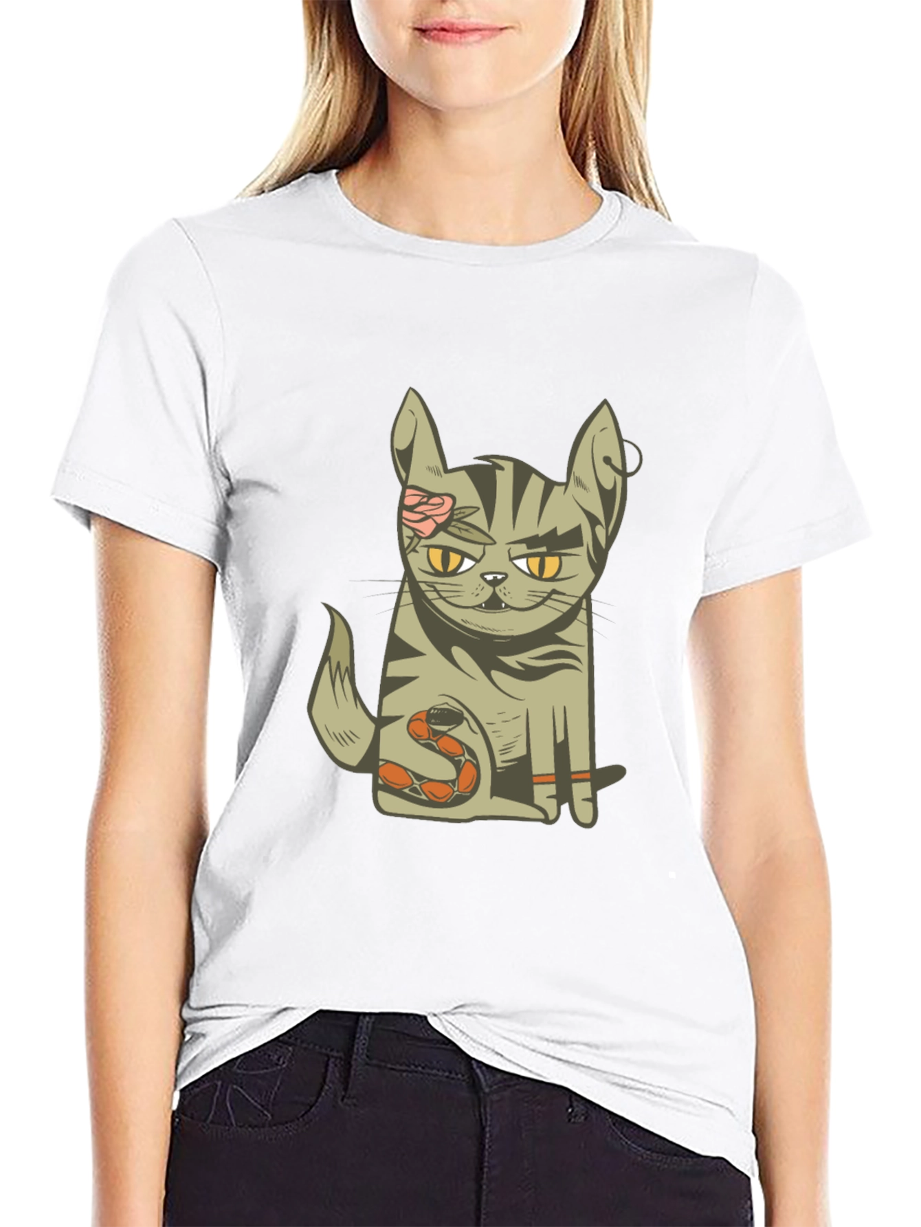 Zombie Cat Graphic T-Shirt - Unique Halloween Style