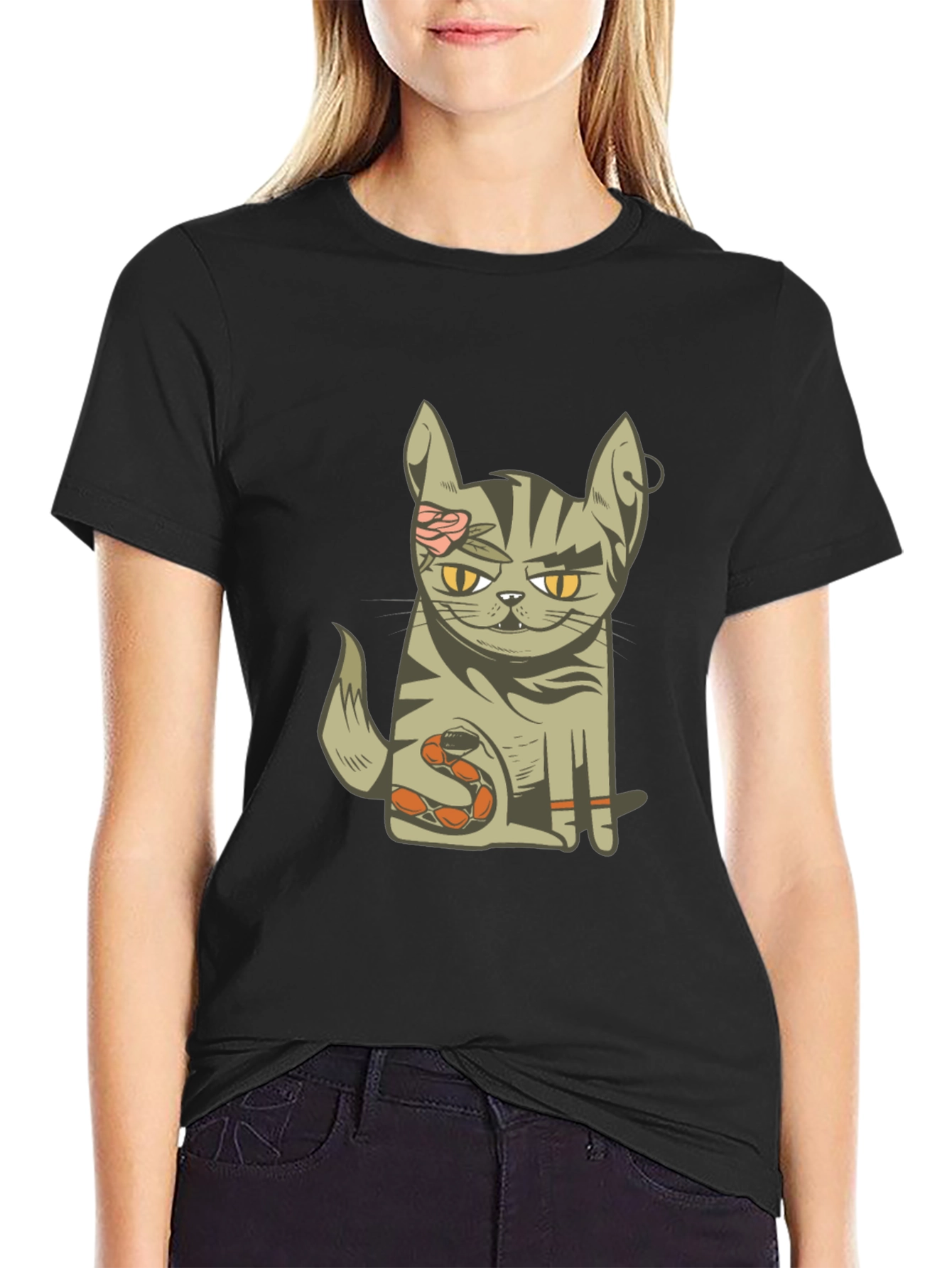 Zombie Cat Graphic T-Shirt - Unique Halloween Style