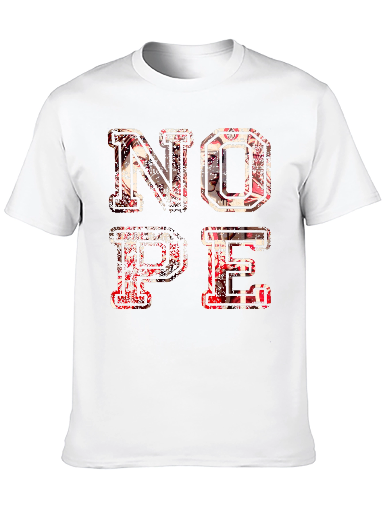 Distressed Nope Graphic Black T-Shirt