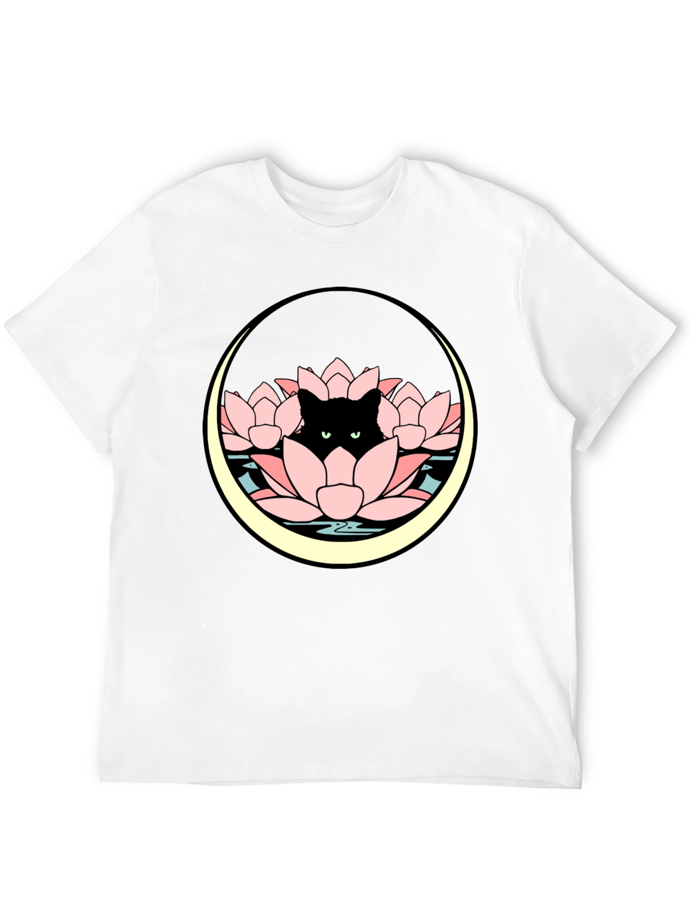 Lotus Cat Graphic Tee - Black