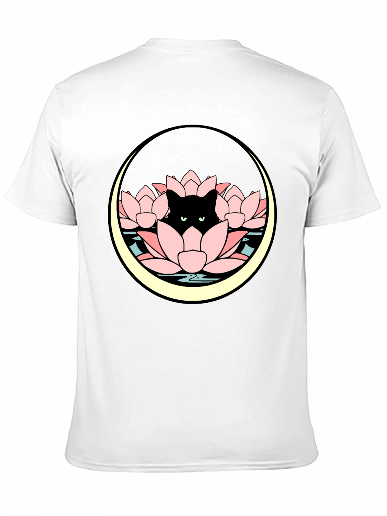 Lotus Cat Graphic Tee - Black