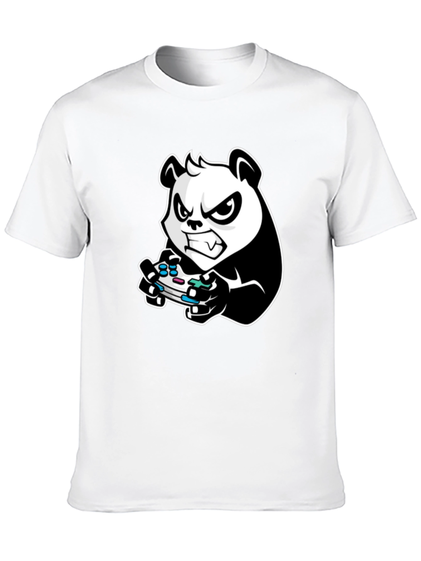 Gaming Panda Graphic Tee - Black Cotton T-Shirt