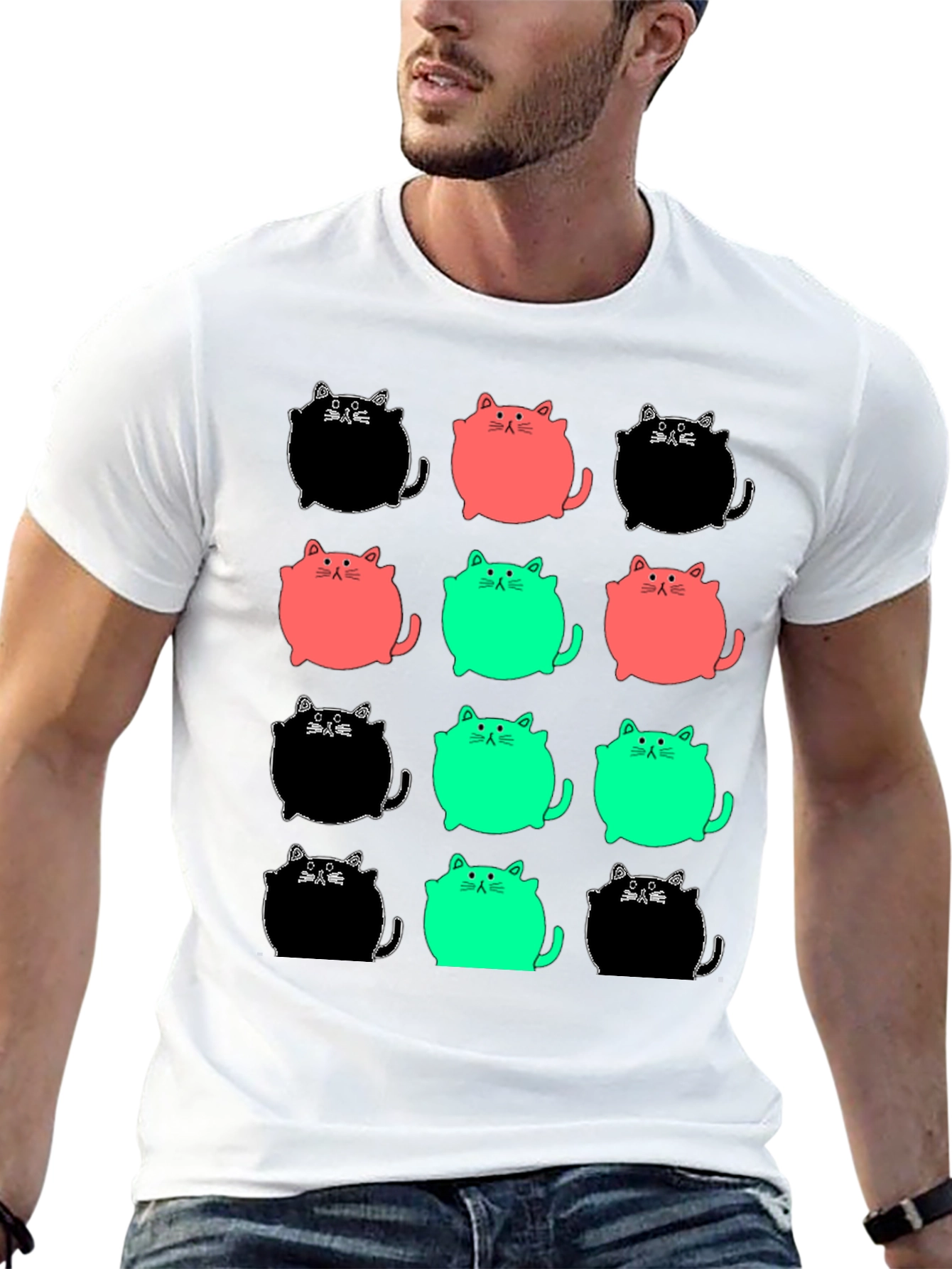 Funky Cat Pattern Tee