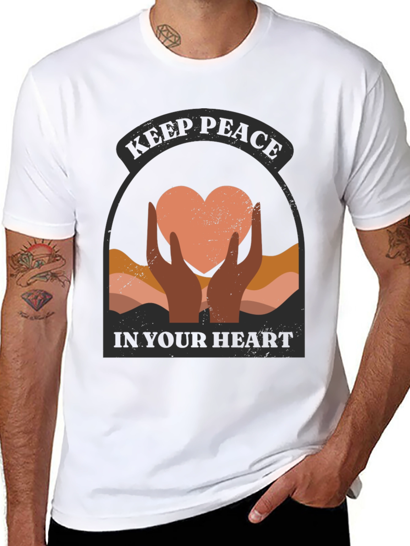 Keep Peace Heart Graphic T-Shirt