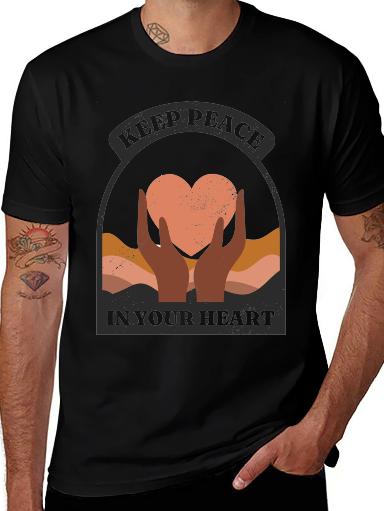 Keep Peace Heart Graphic T-Shirt