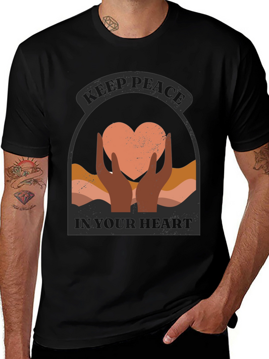 Keep Peace Heart Graphic T-Shirt