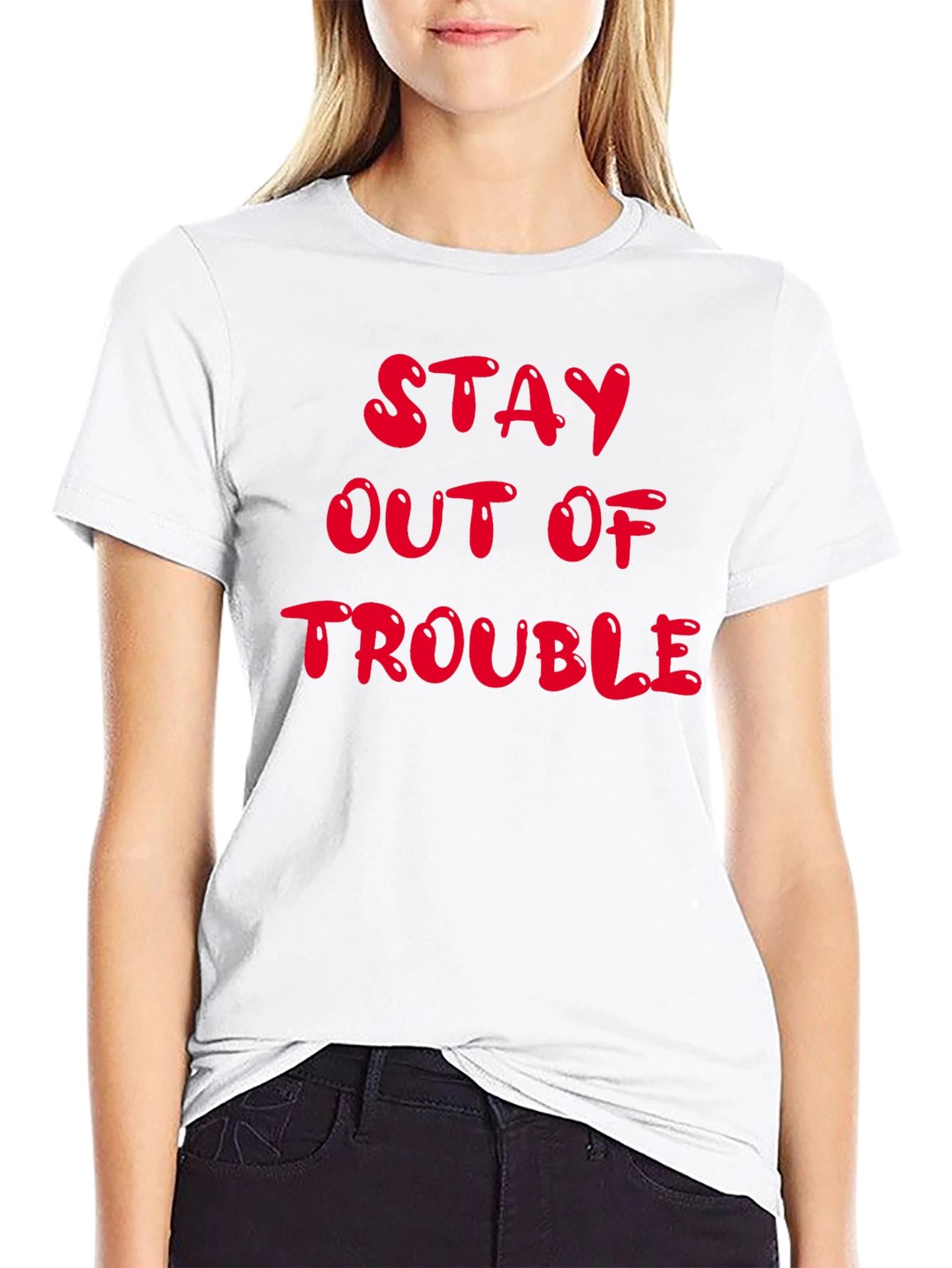 Stay Out of Trouble Black Graphic T-Shirt