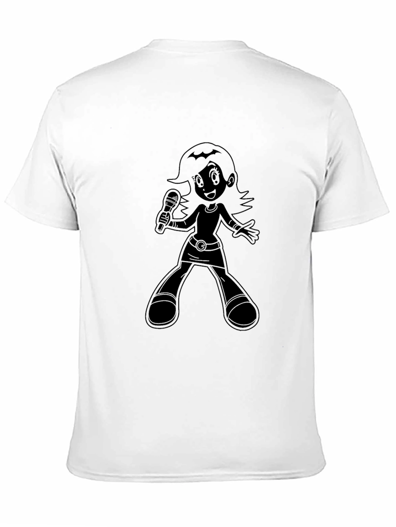 Cartoon Singer Graphic Black T-Shirt