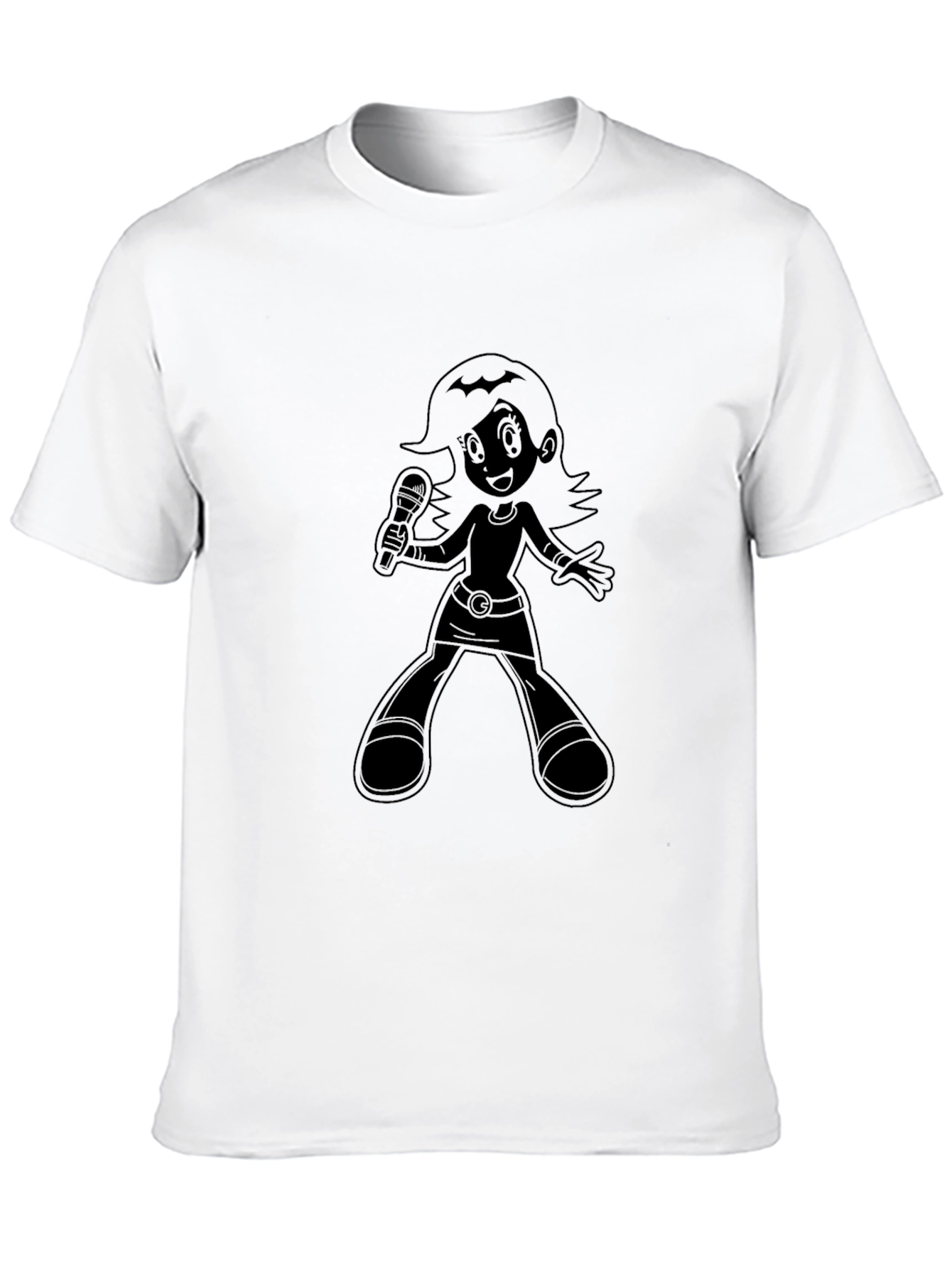 Cartoon Singer Graphic Black T-Shirt