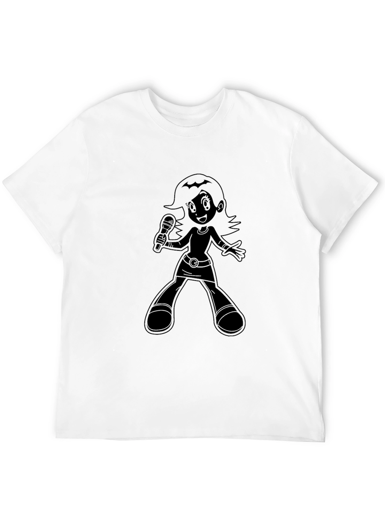 Cartoon Singer Graphic Black T-Shirt