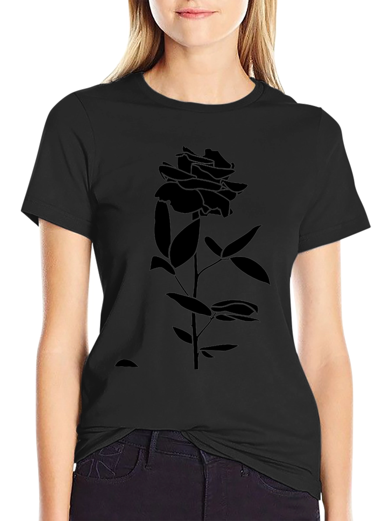 Black Rose Graphic Tee - Stylish & Modern