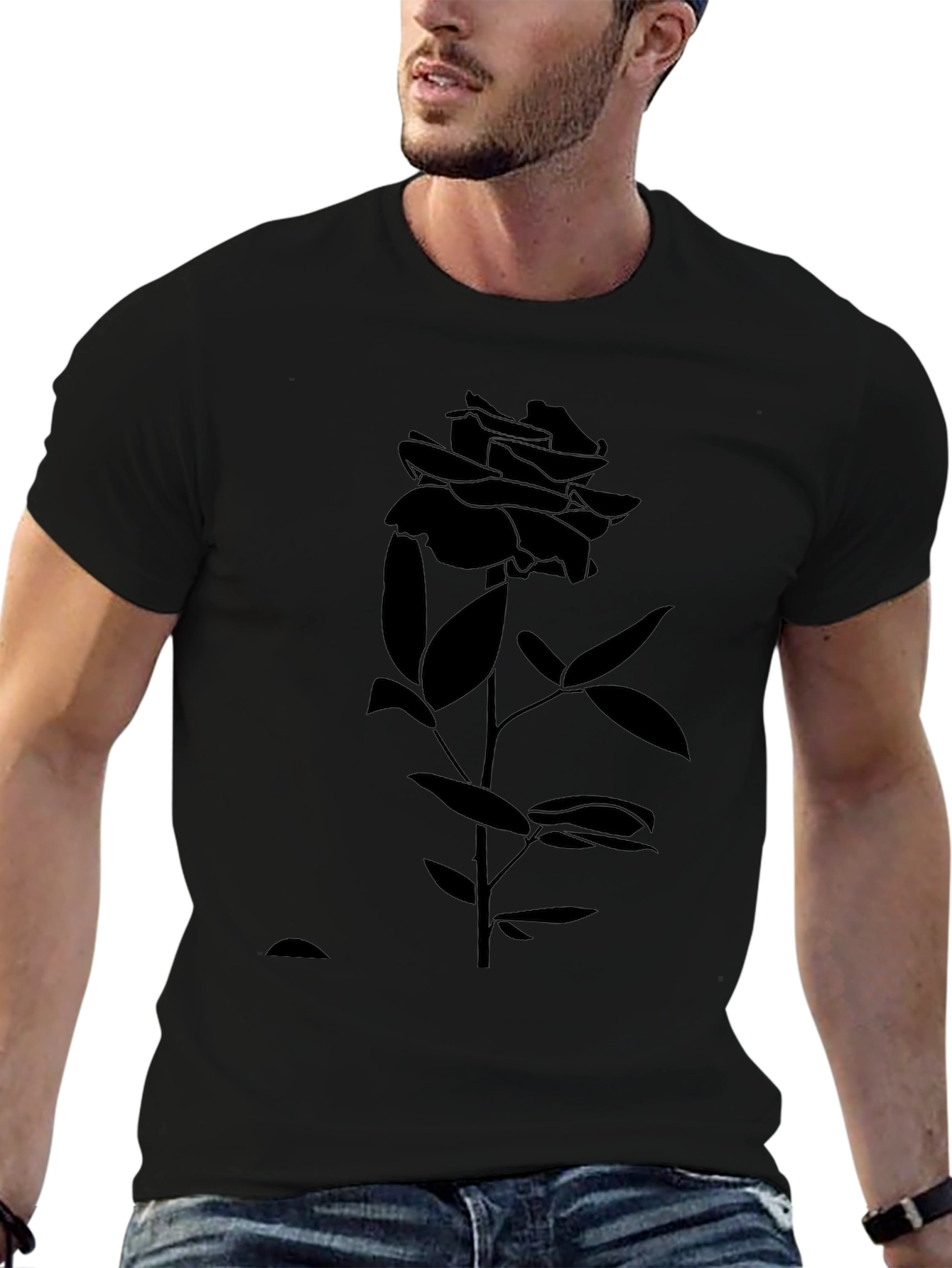 Black Rose Graphic Tee - Stylish & Modern