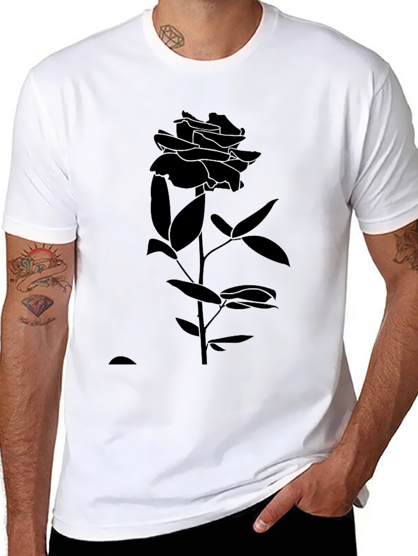 Black Rose Graphic Tee - Stylish & Modern