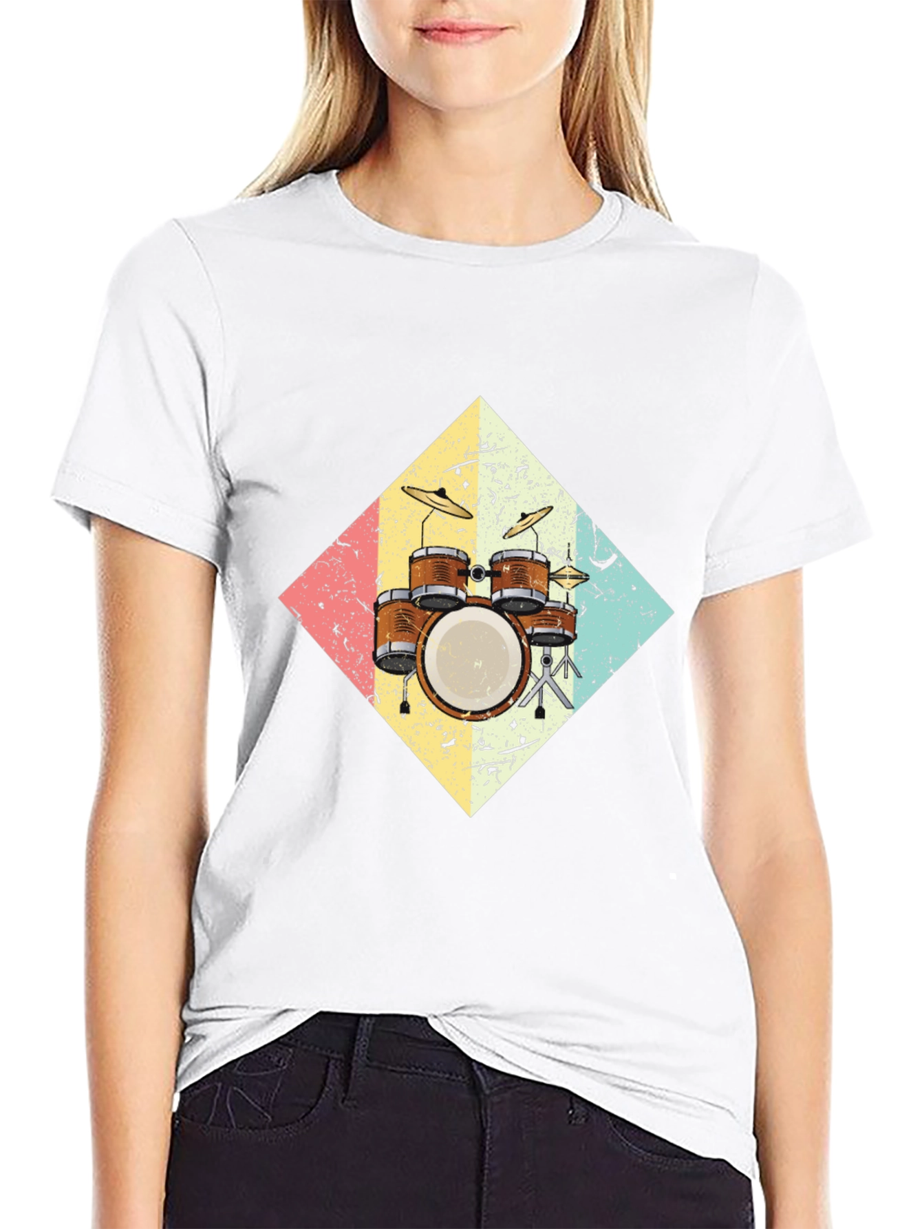 Retro Drum Set Graphic Tee - Musicians Style