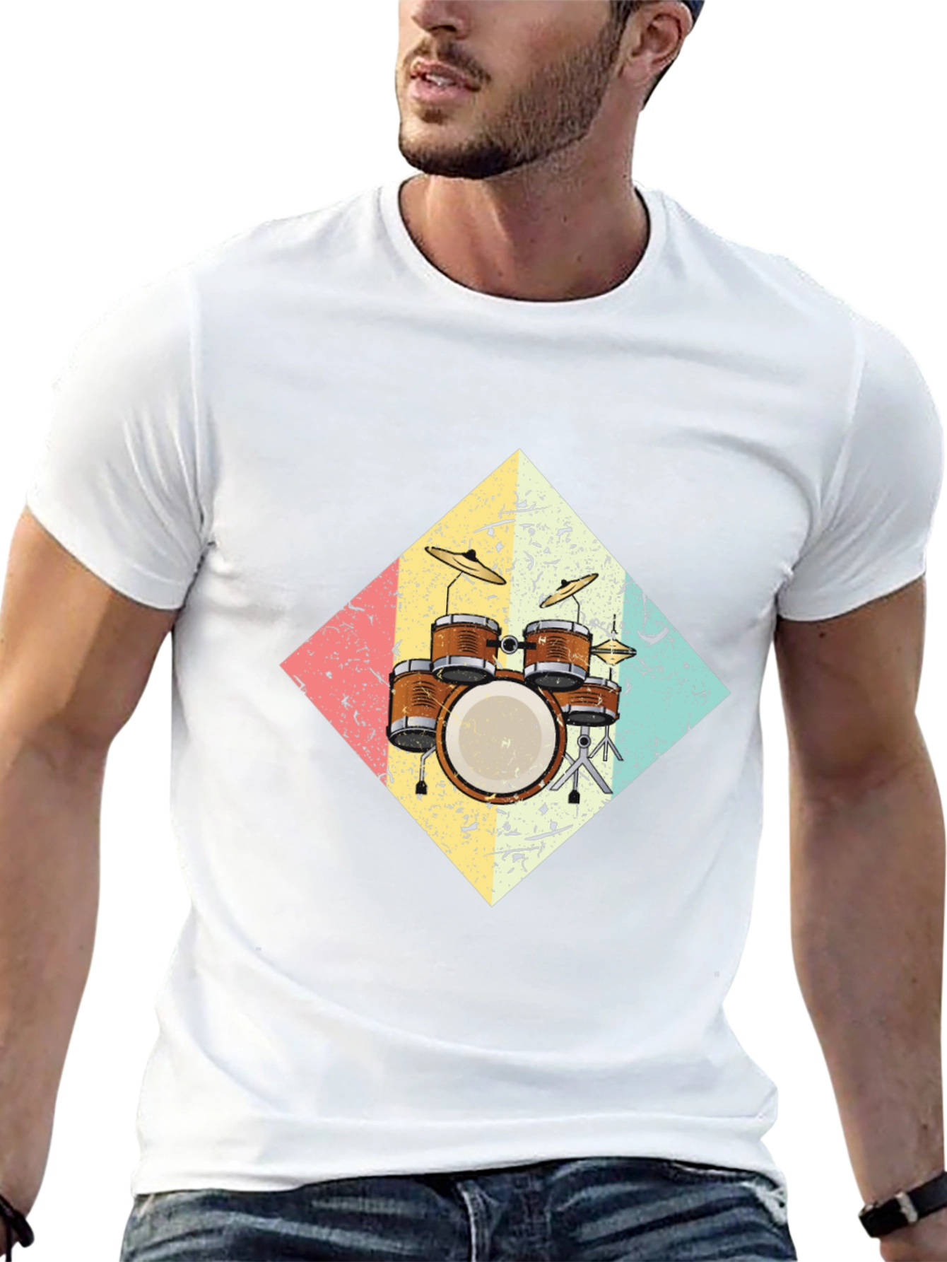 Retro Drum Set Graphic Tee - Musicians Style