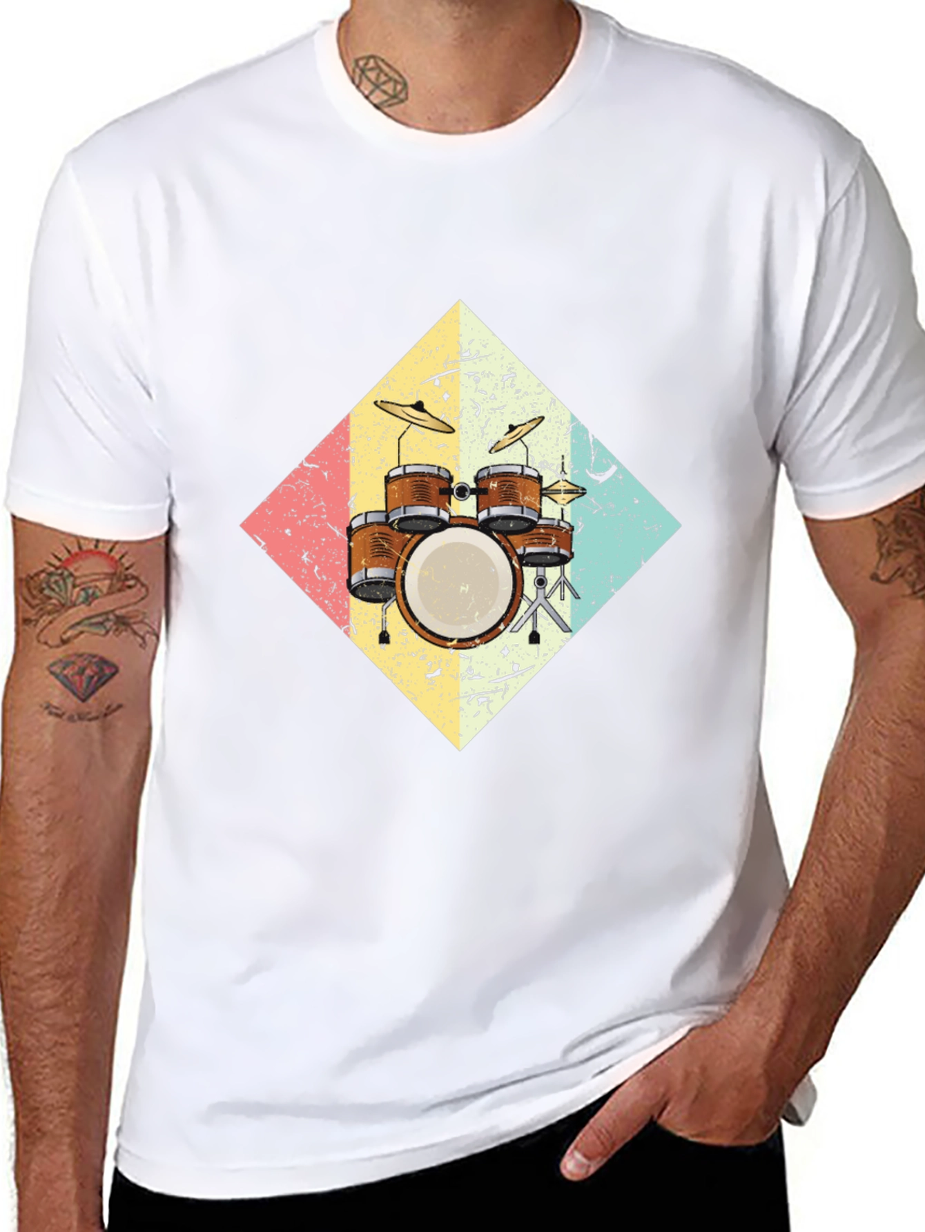 Retro Drum Set Graphic Tee - Musicians Style
