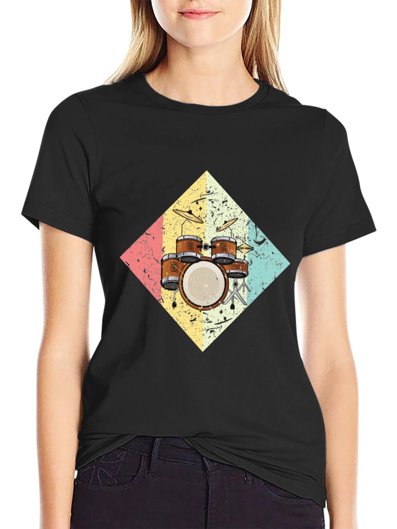 Retro Drum Set Graphic Tee - Musicians Style