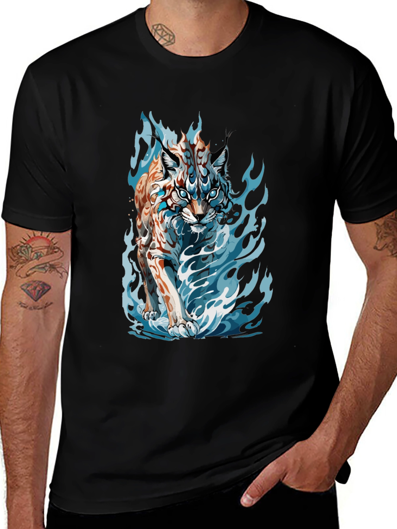 Tiger Fire Graphic Black Tee