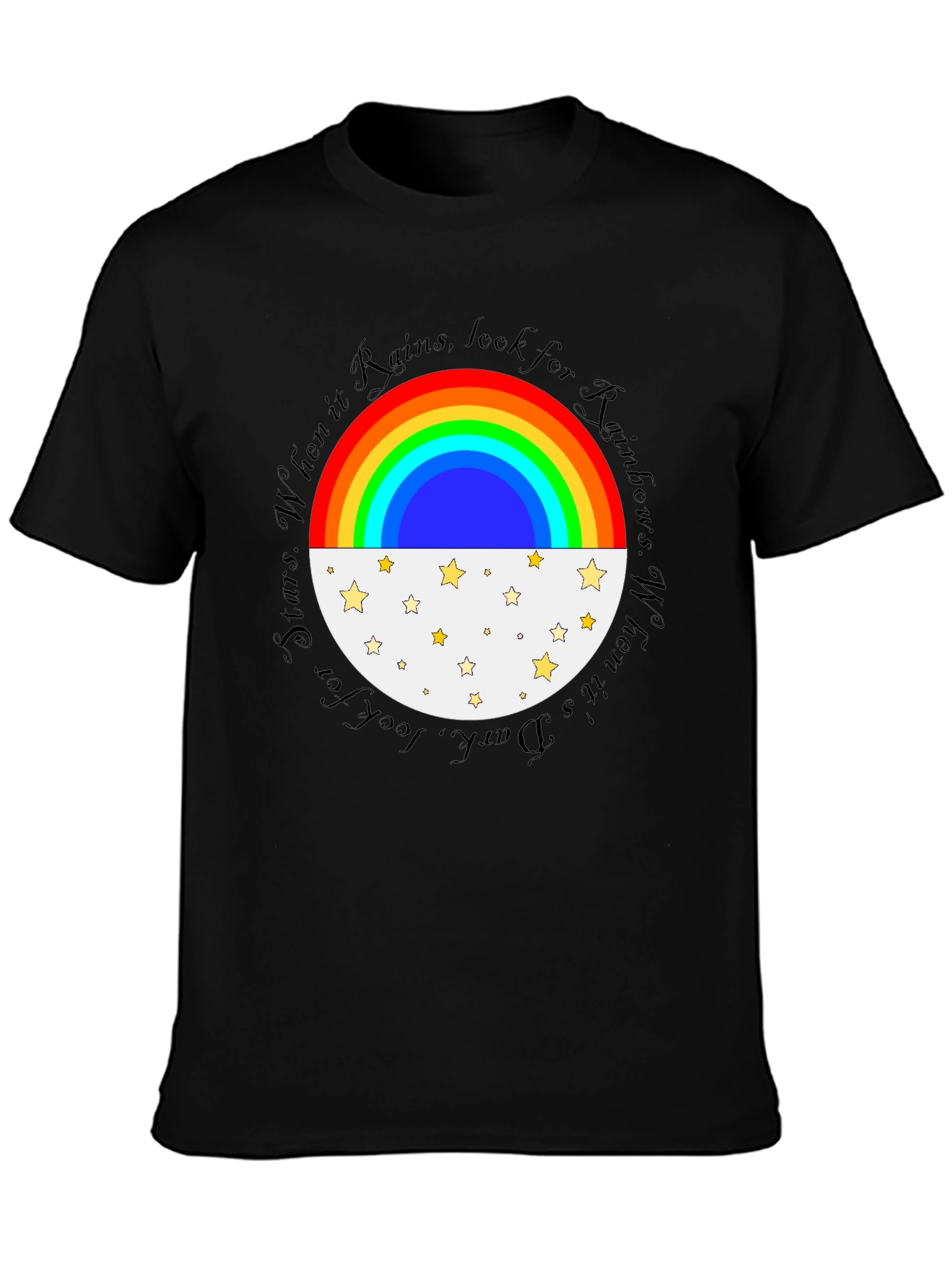 Rainbow and Stars Graphic Tee - Inspirational Design