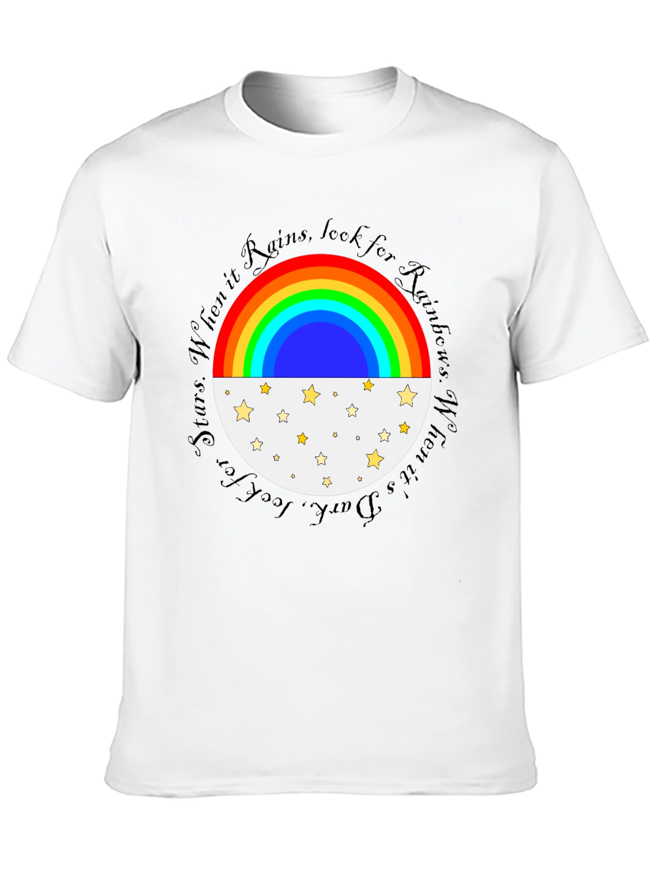 Rainbow and Stars Graphic Tee - Inspirational Design