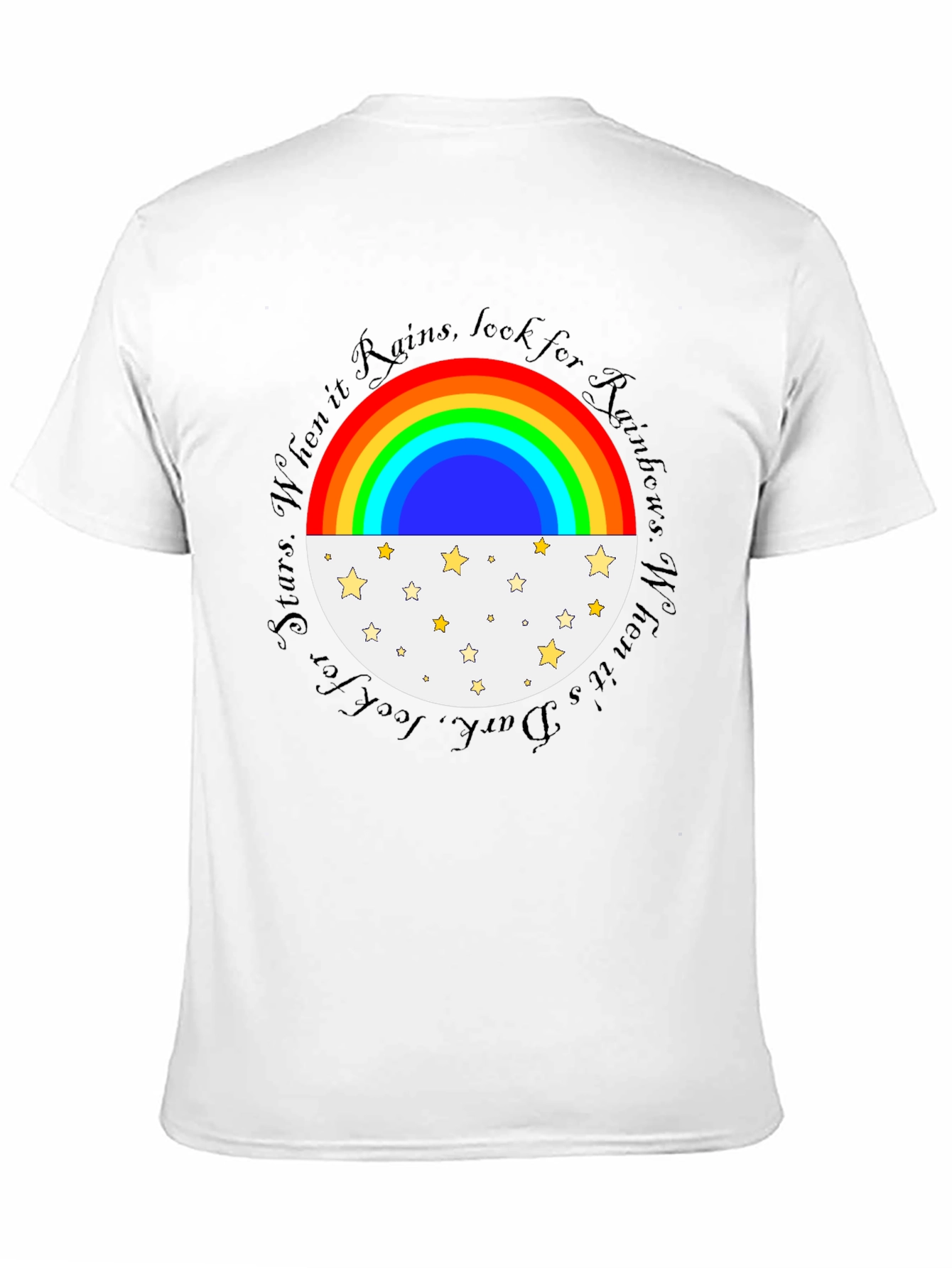 Rainbow and Stars Graphic Tee - Inspirational Design
