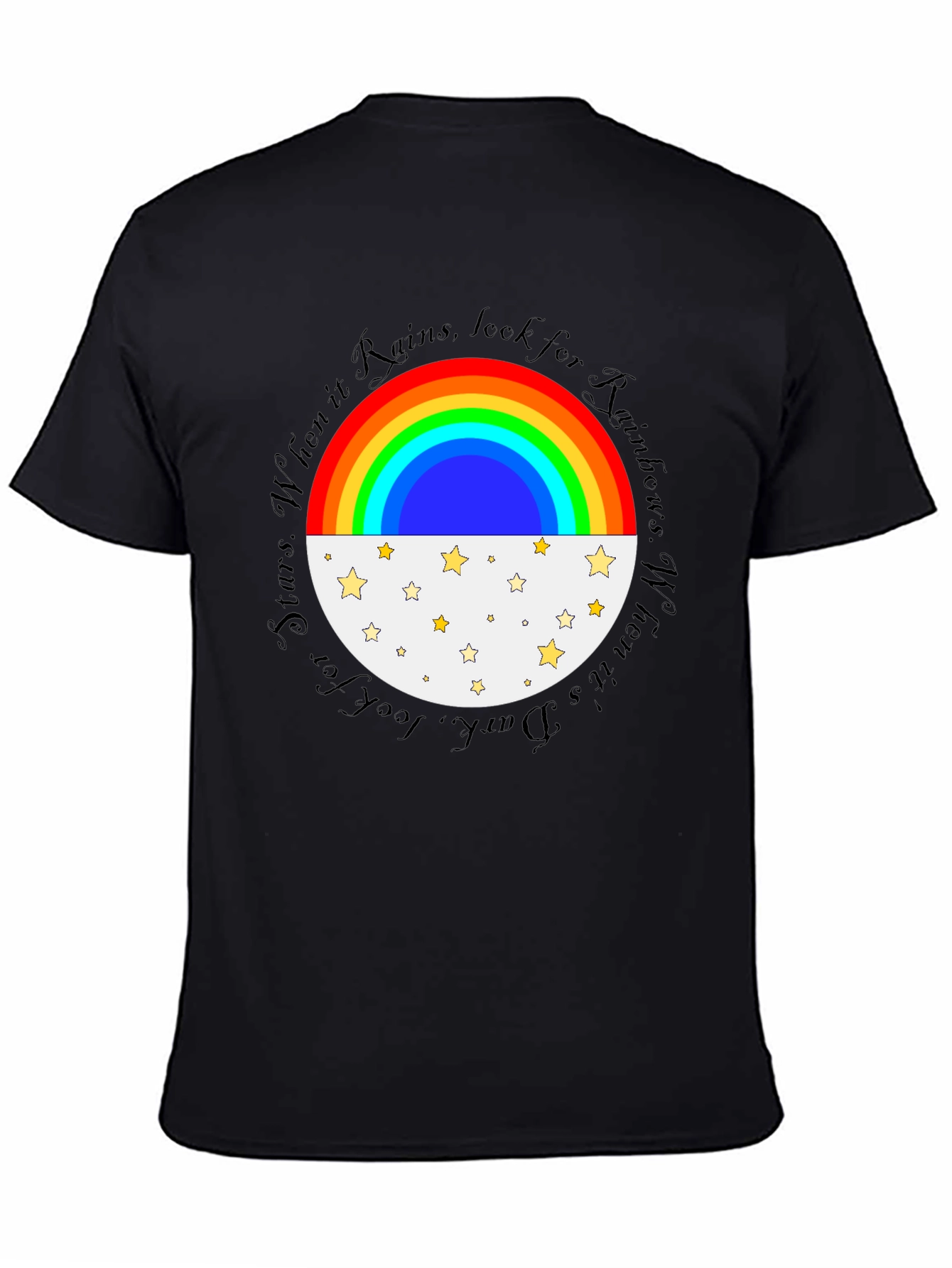 Rainbow and Stars Graphic Tee - Inspirational Design