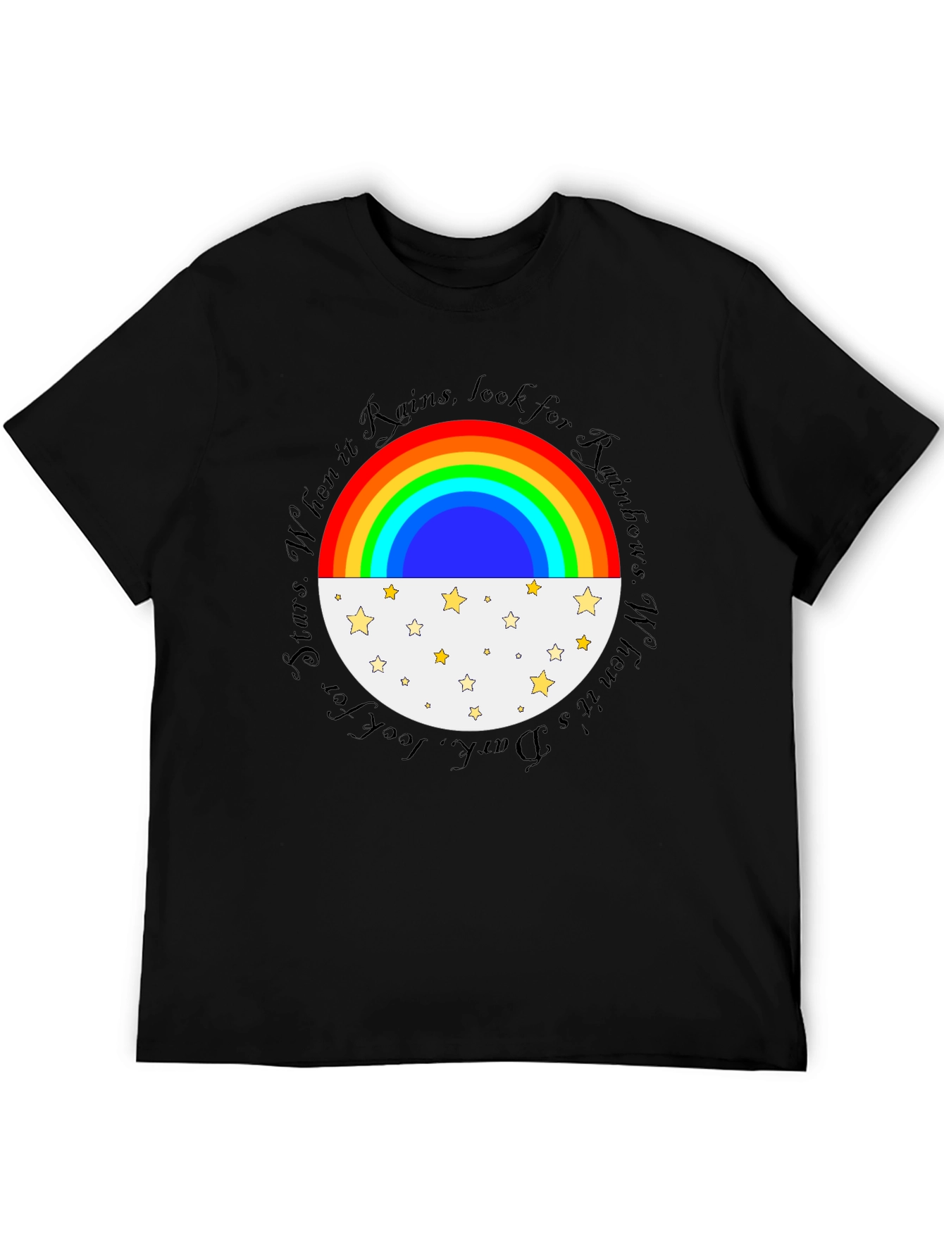 Rainbow and Stars Graphic Tee - Inspirational Design