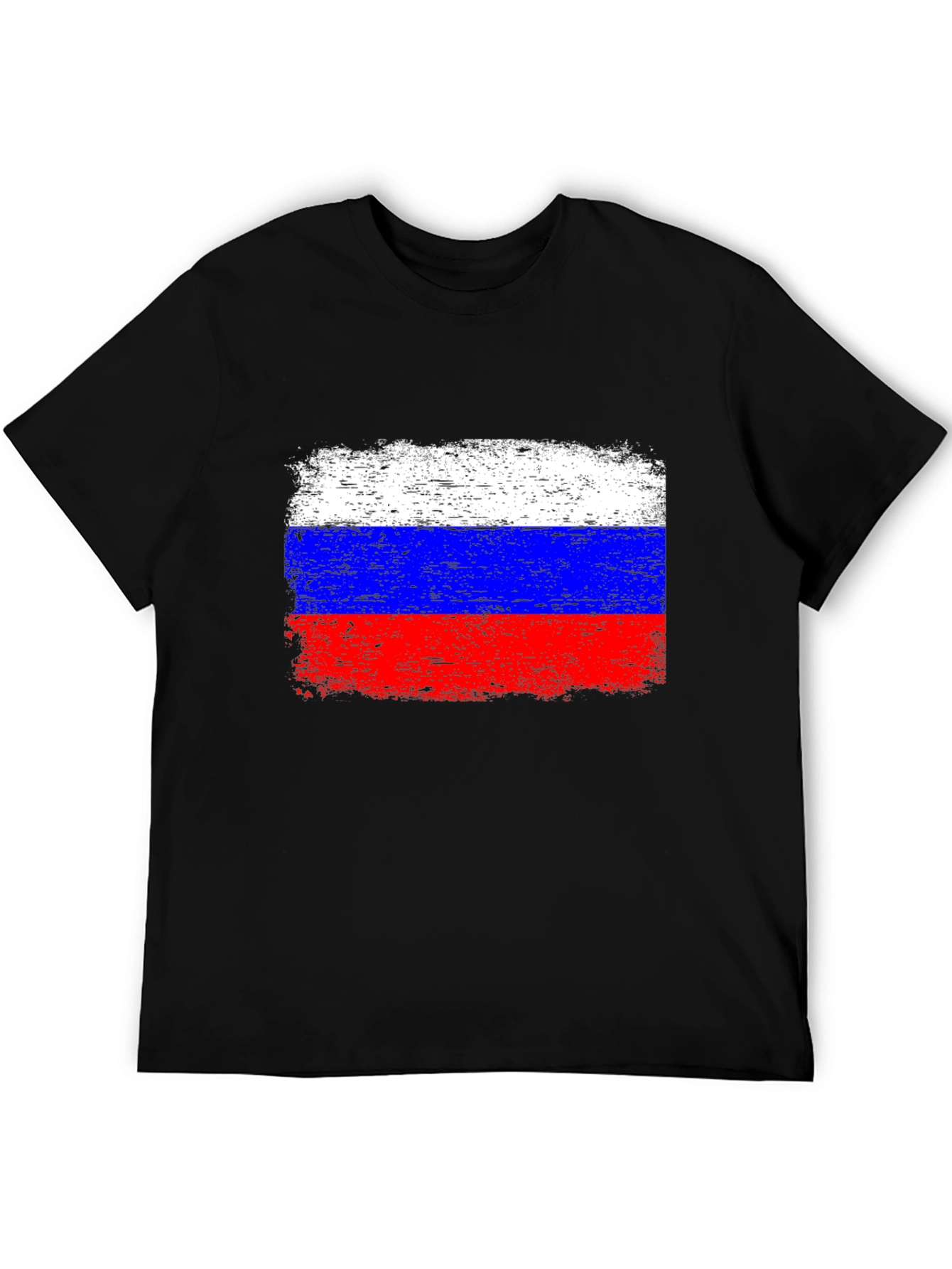 Russian Flag T-Shirt Grunge Style Black