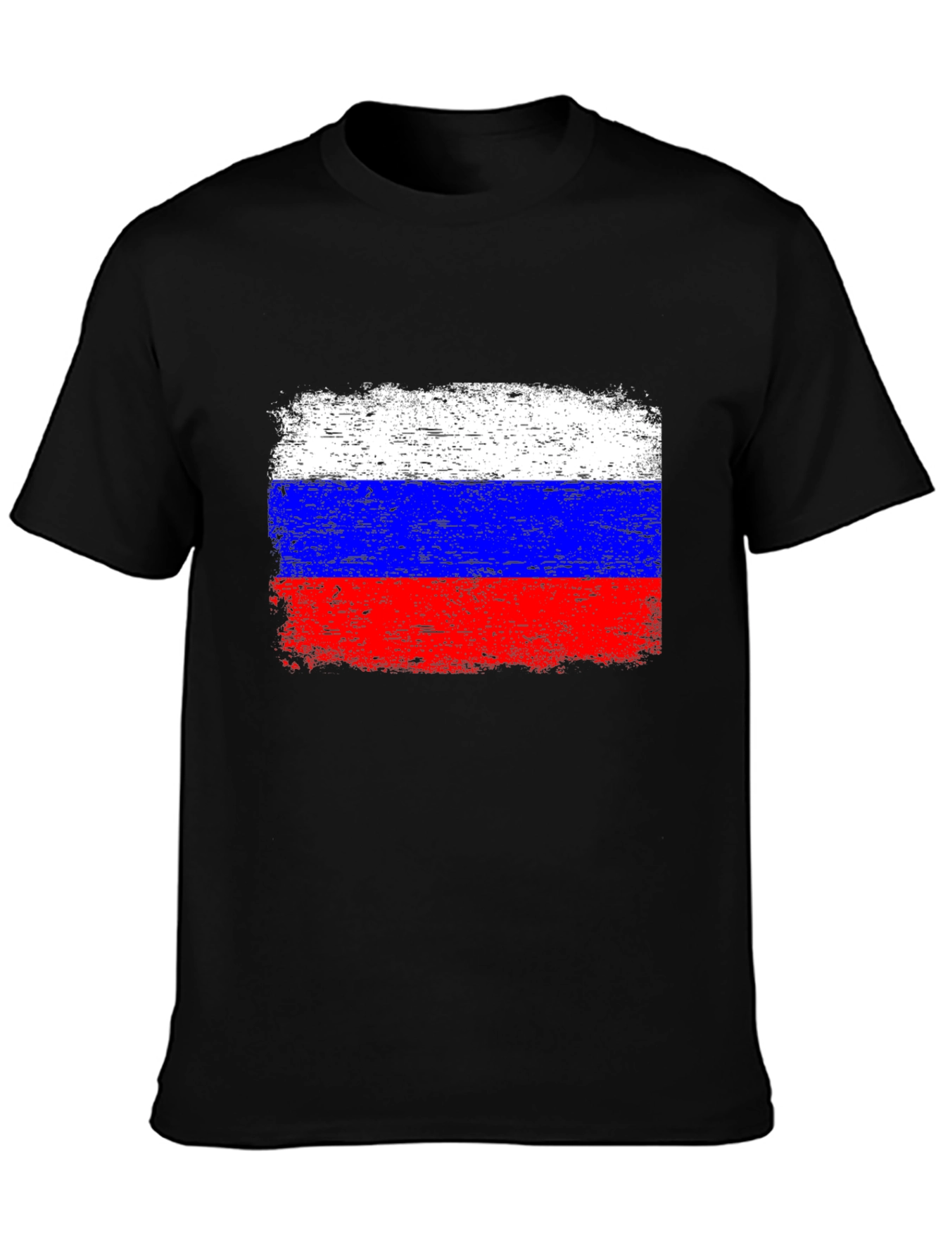 Russian Flag T-Shirt Grunge Style Black