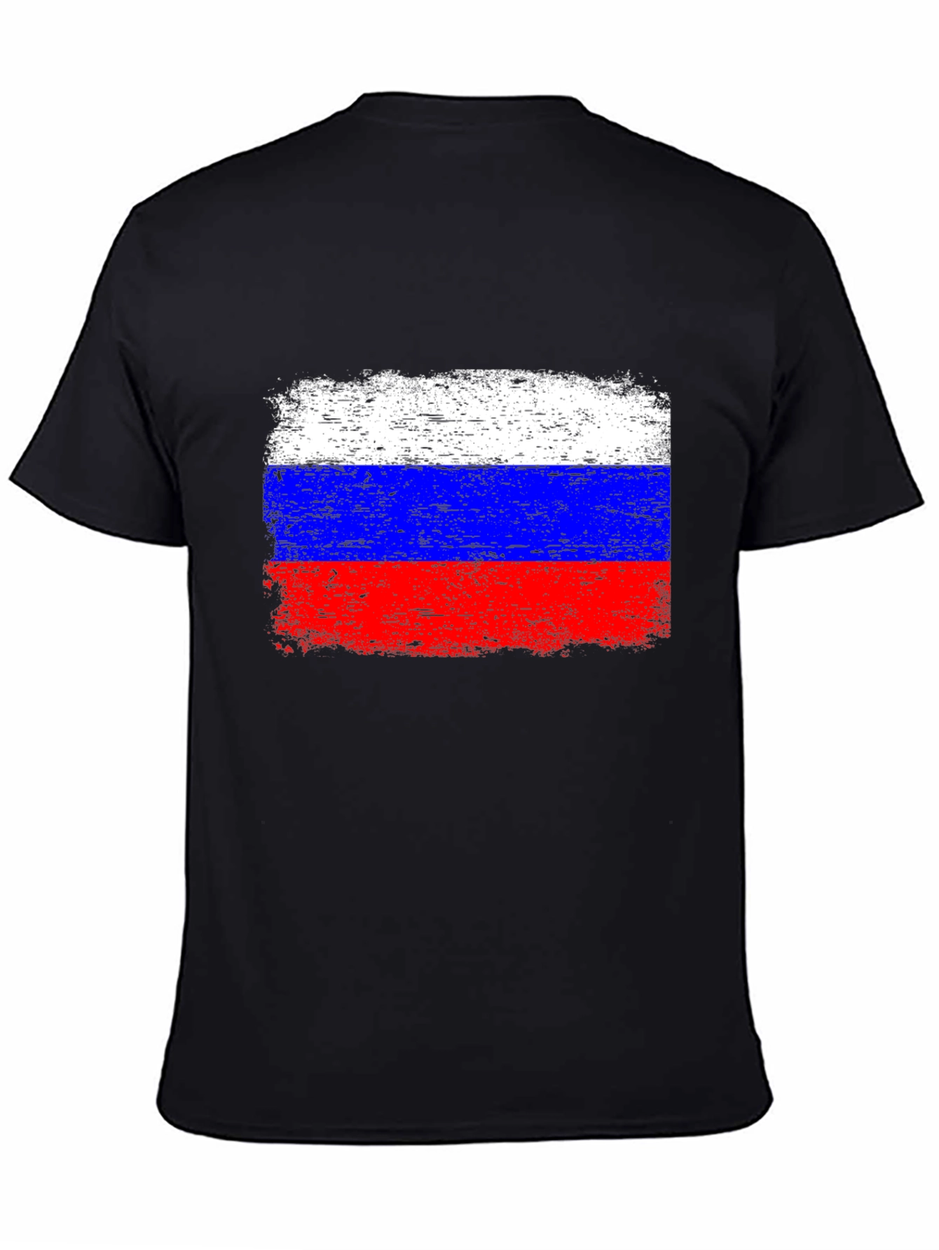 Russian Flag T-Shirt Grunge Style Black