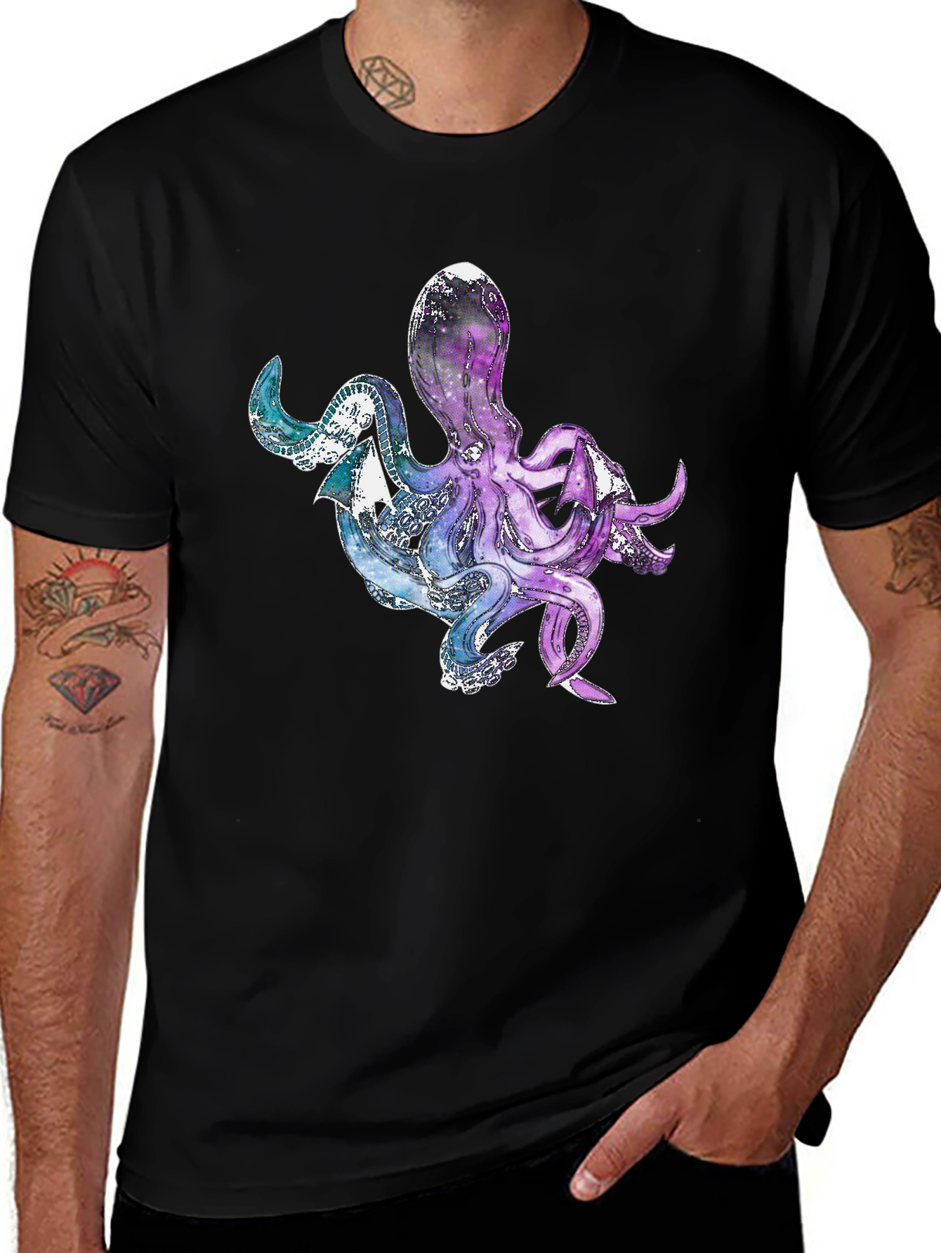 Cosmic Octopus Graphic Tee - Unique Galaxy Design