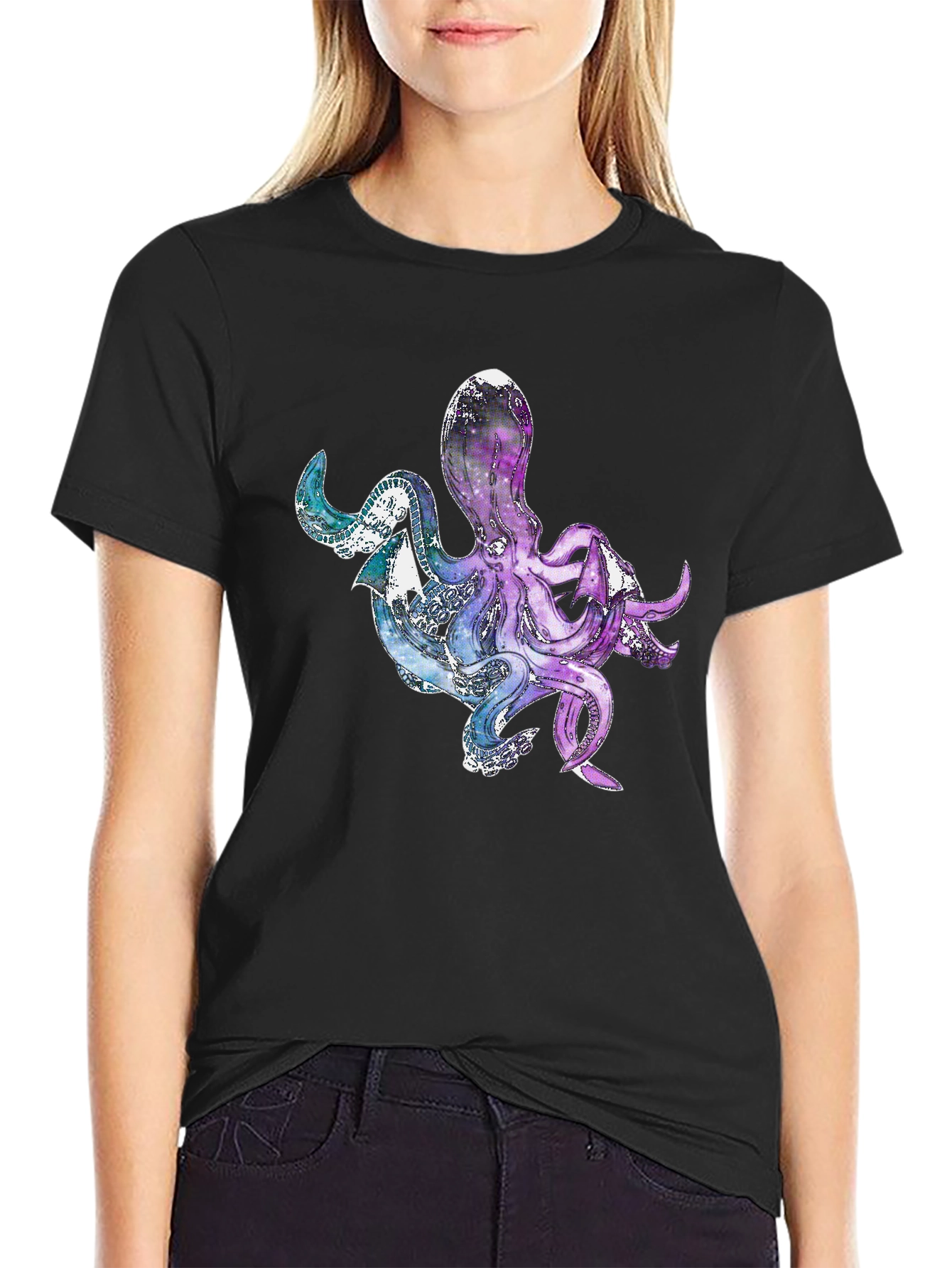 Cosmic Octopus Graphic Tee - Unique Galaxy Design