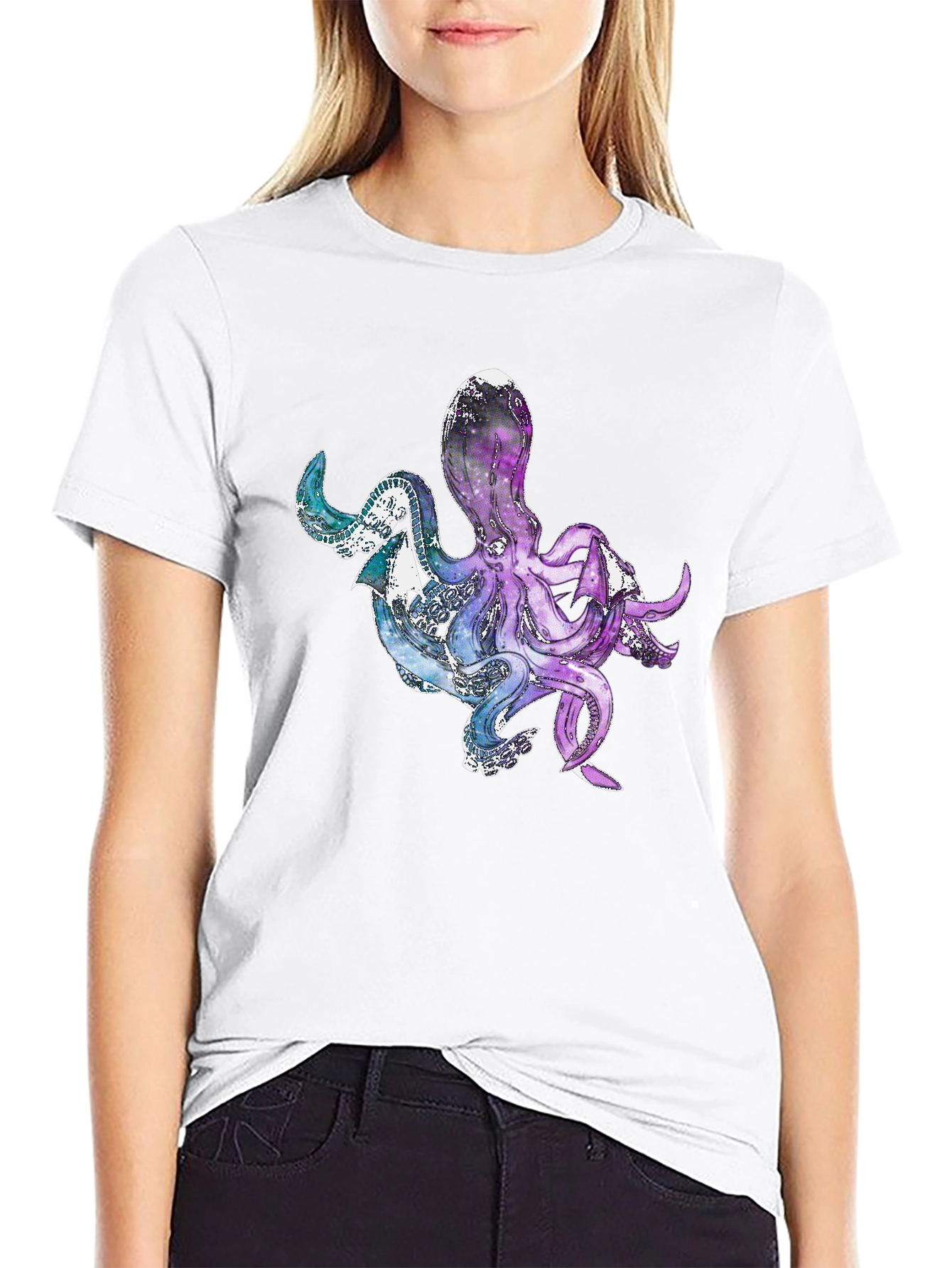 Cosmic Octopus Graphic Tee - Unique Galaxy Design
