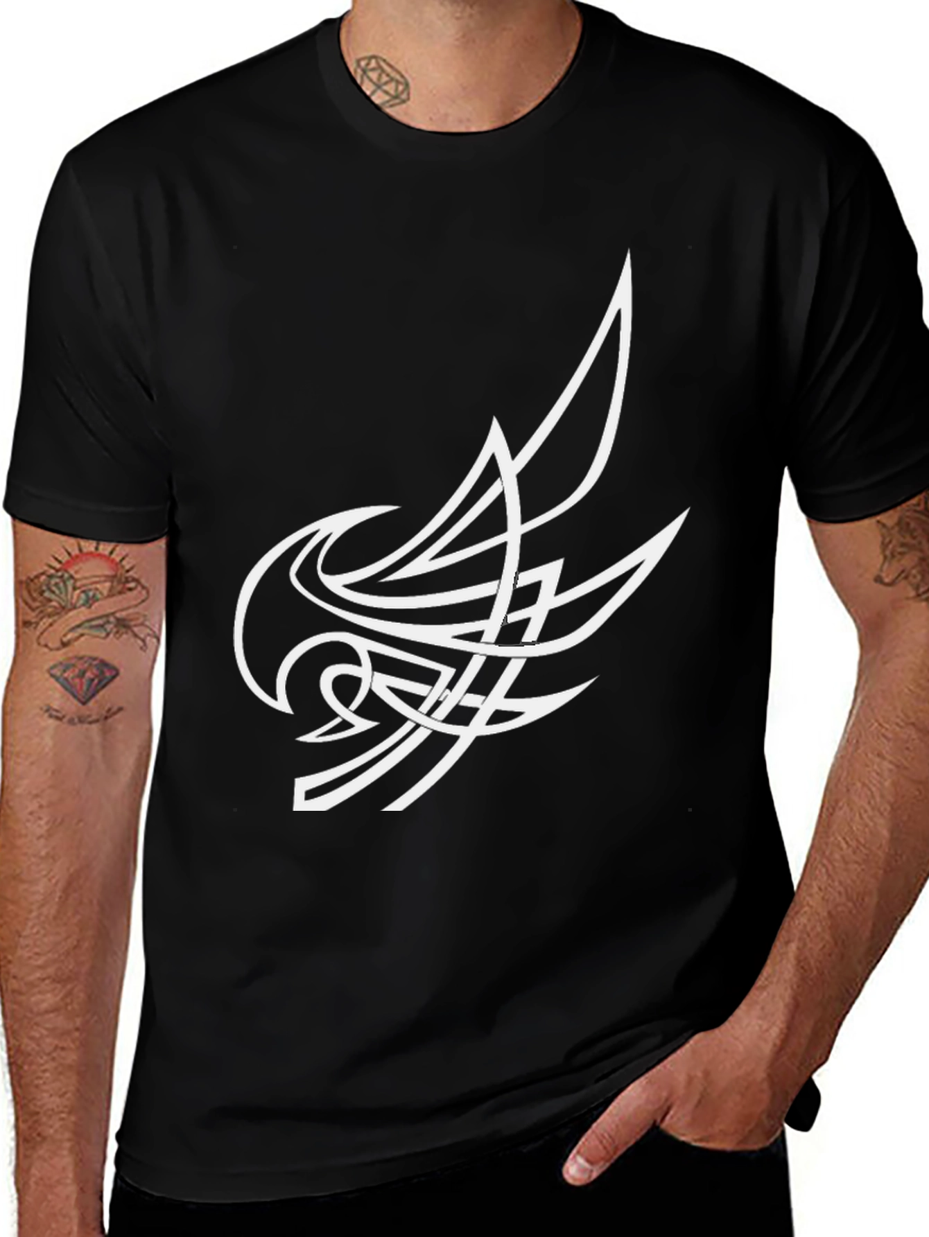 Abstract Tribal Design Black T-Shirt