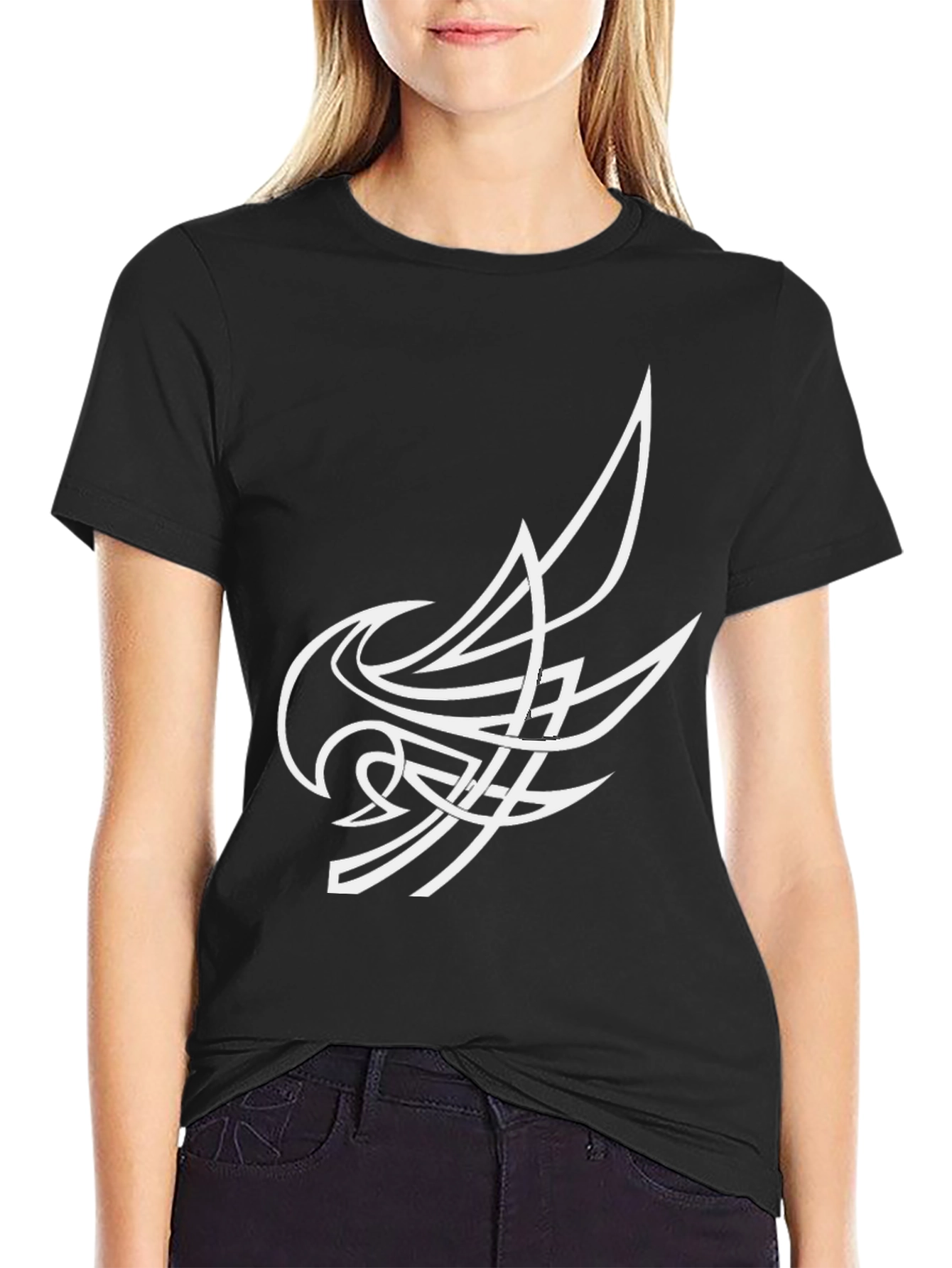Abstract Tribal Design Black T-Shirt