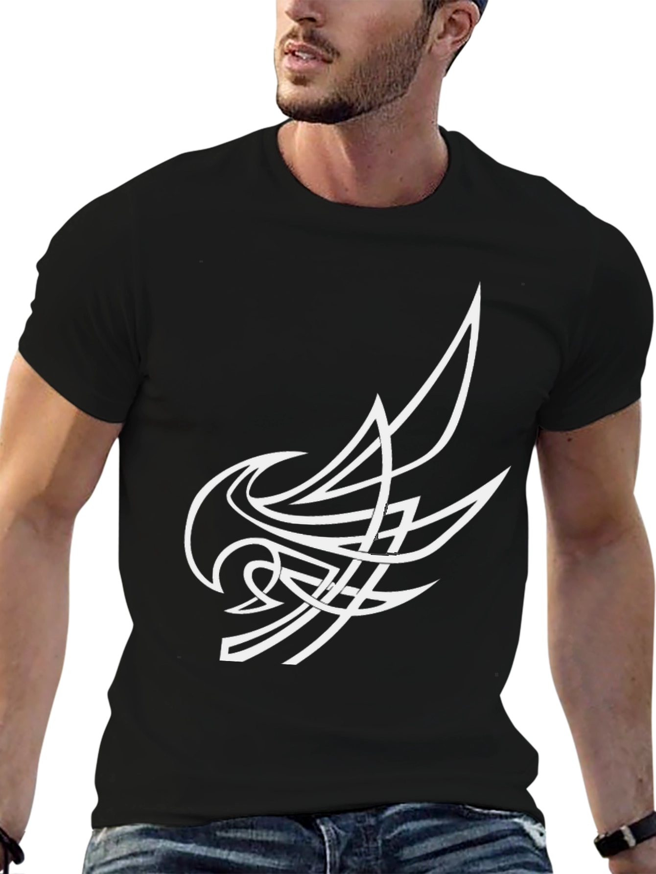 Abstract Tribal Design Black T-Shirt