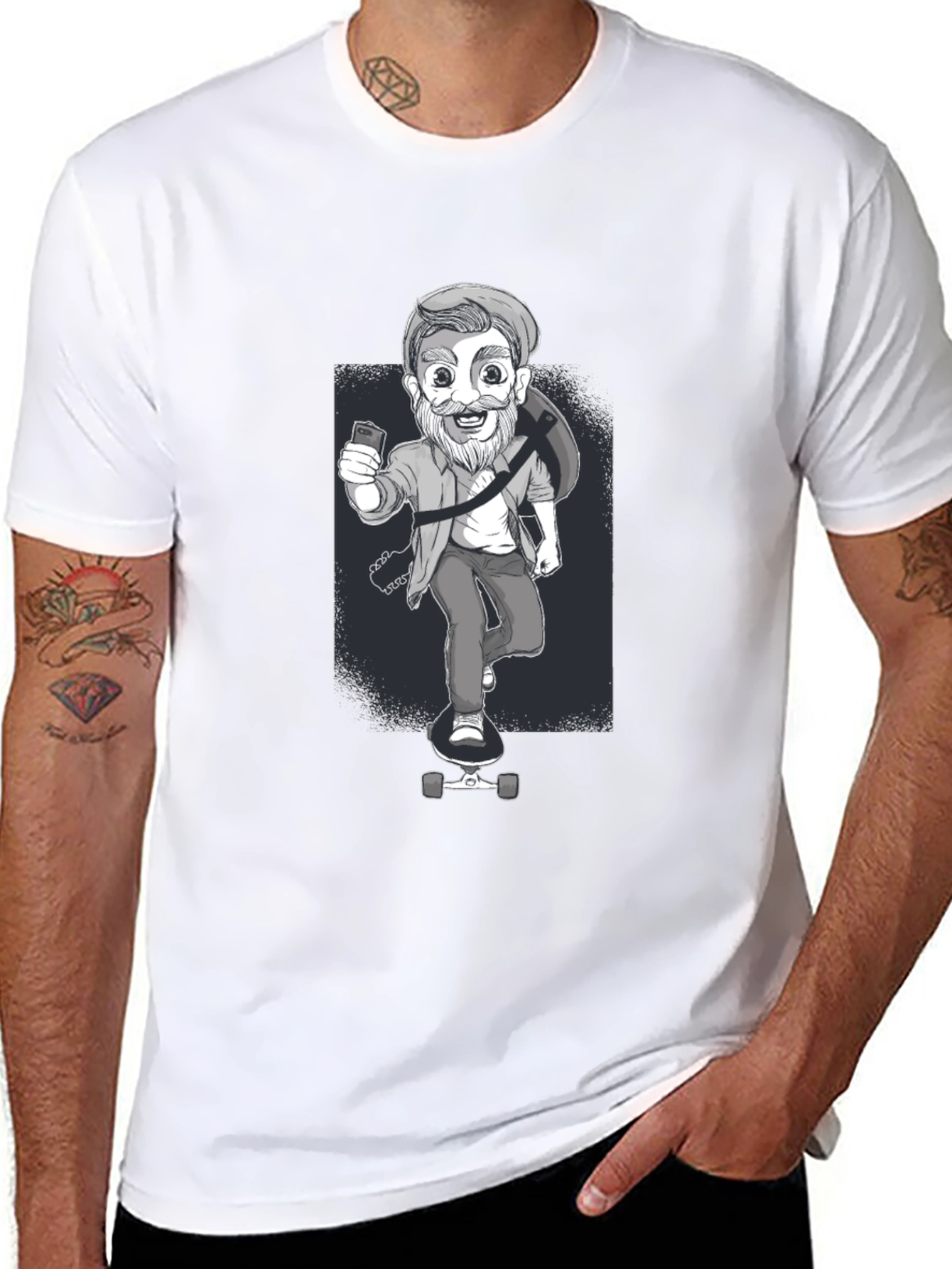 Skateboarding Dude Graphic Tee - Cool Casual Style