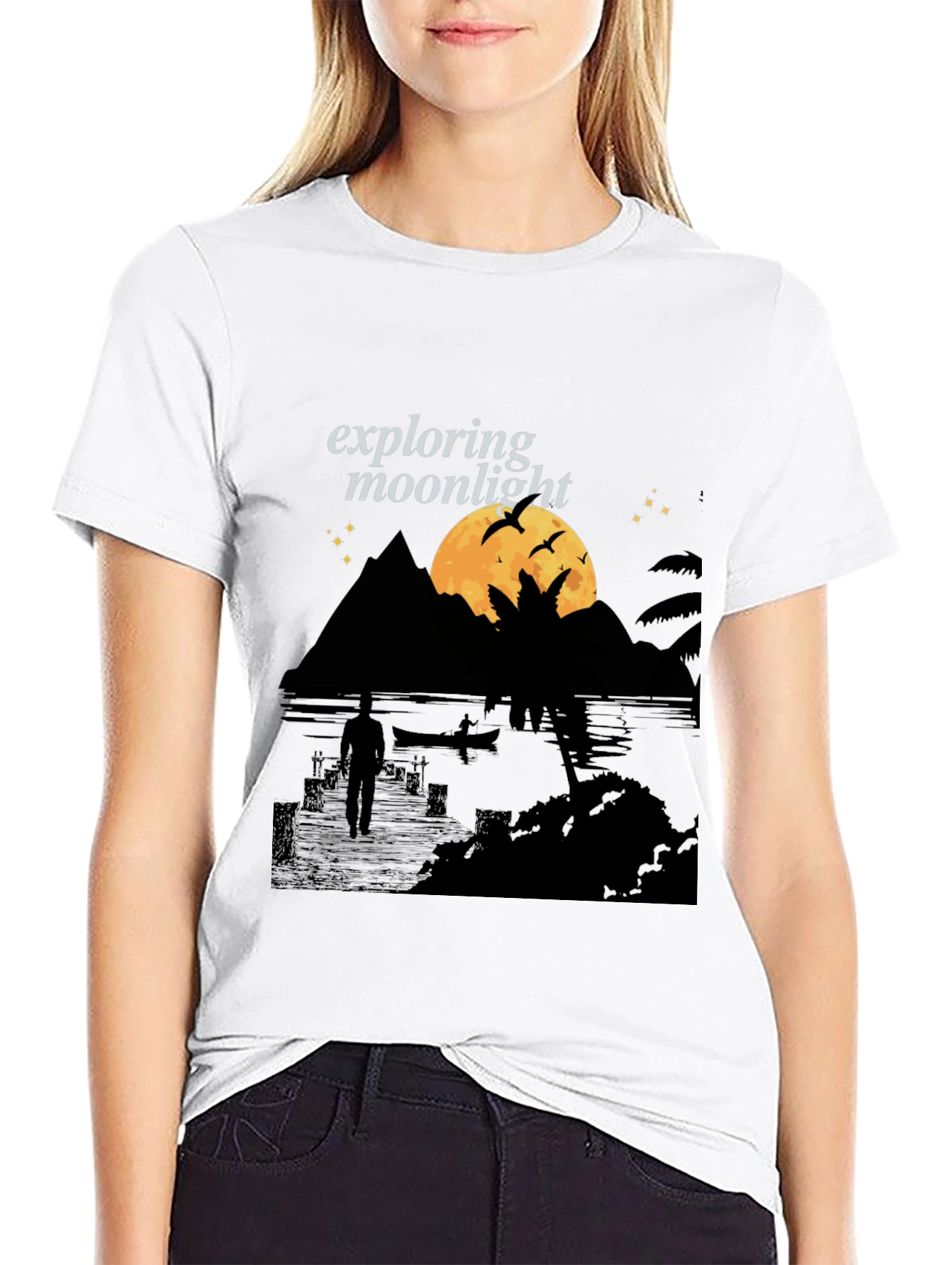 Exploring Moonlight Black Graphic Tee