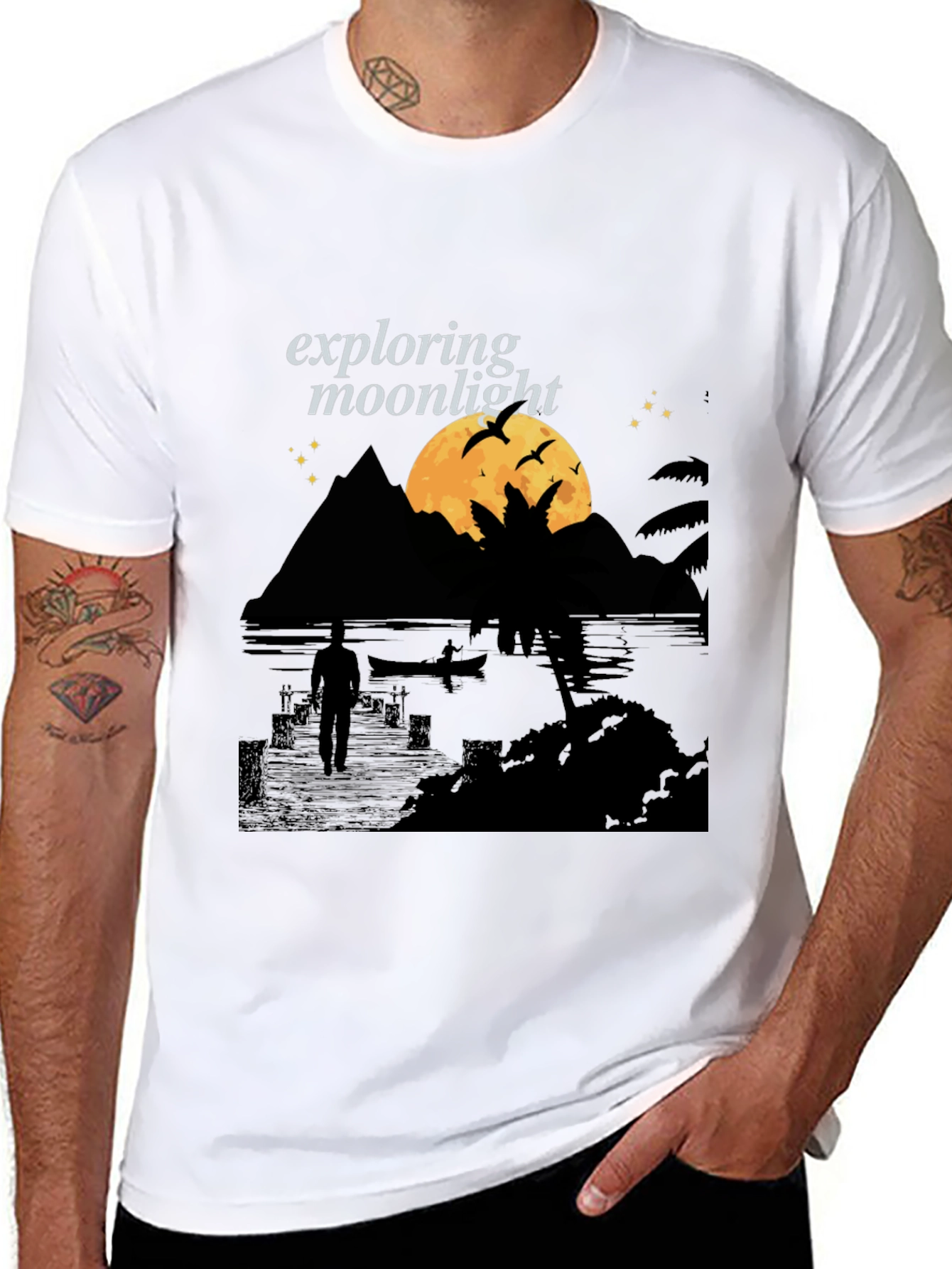 Exploring Moonlight Black Graphic Tee